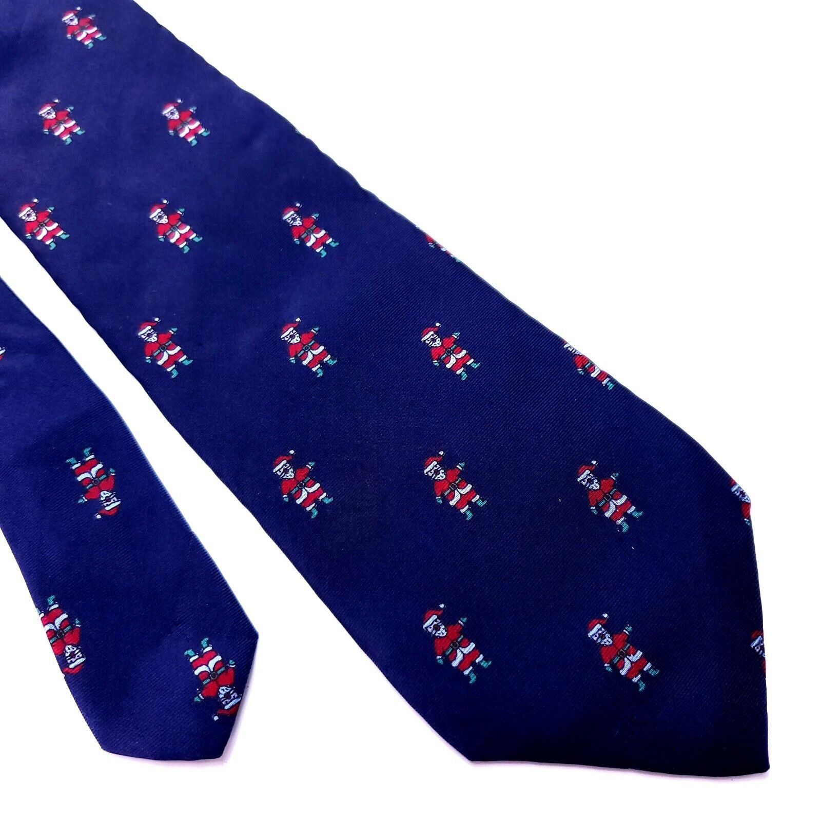 Lord & Taylor Lord & Taylor Silk Tie Blue Woven Santa Christmas Short Size ONE SIZE - 1 Thumbnail
