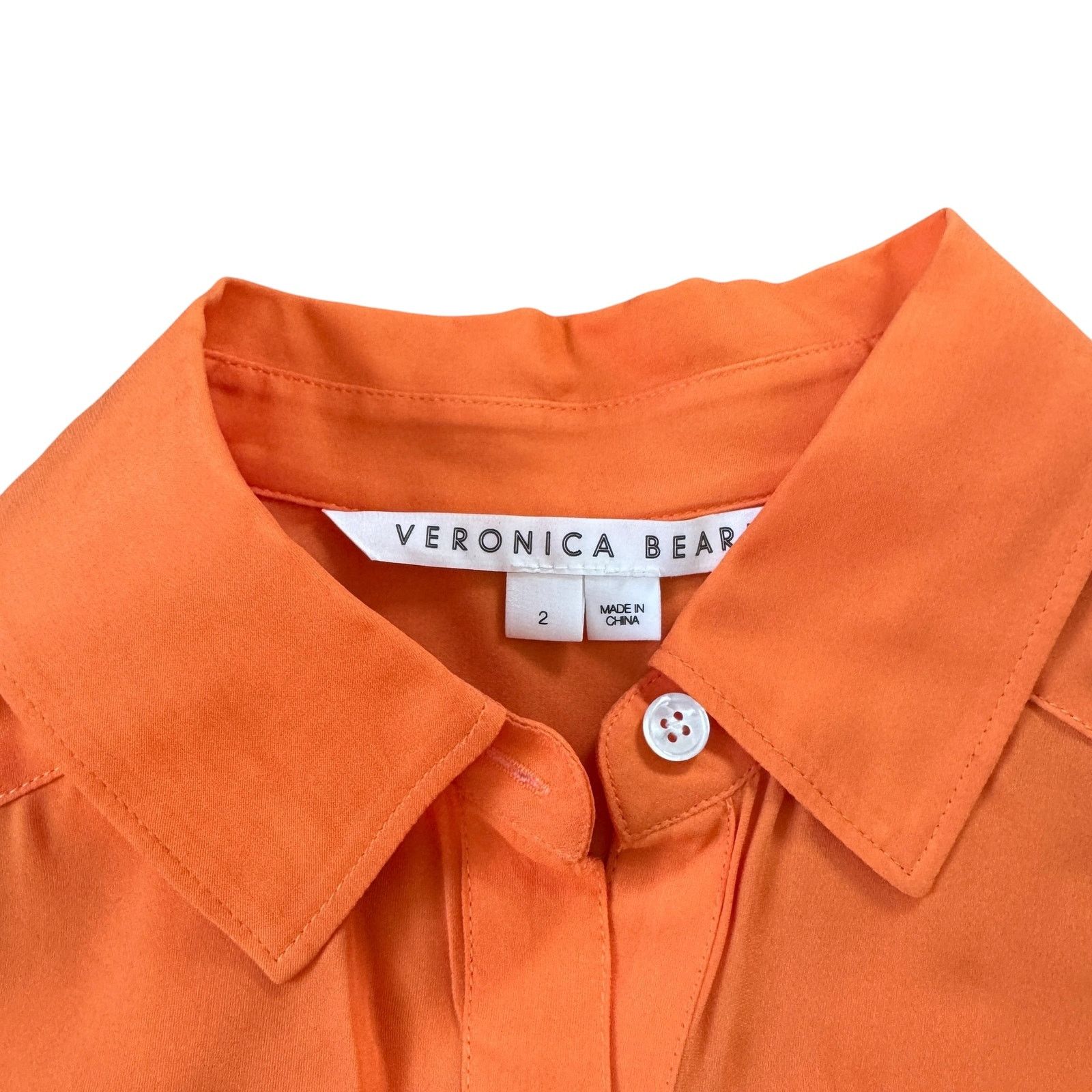 Veronica Beard Veronica Beard Morgane Silk Blouse Tangerine Orange Size XS / US 0-2 / IT 36-38 - 4 Thumbnail