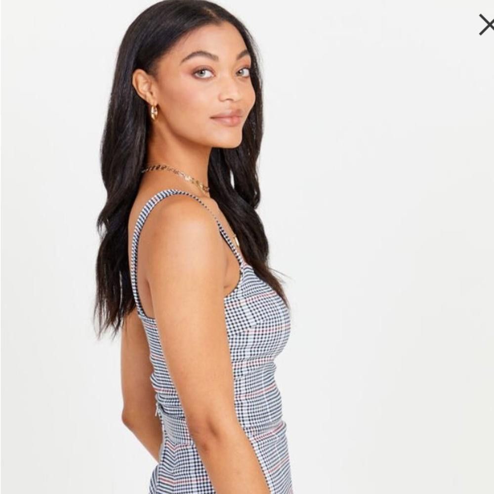 Designer Altar'd State Black and Blue Plaid Crop Top Size M / US 6-8 / IT 42-44 - 2 Thumbnail