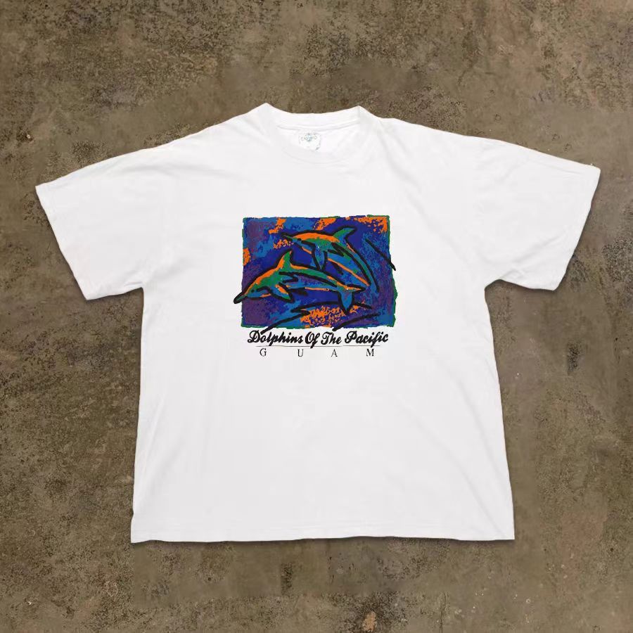Vintage Dolphin print casual vintage cotton t-shirt Size US M / EU 48-50 / 2 - 1 Thumbnail