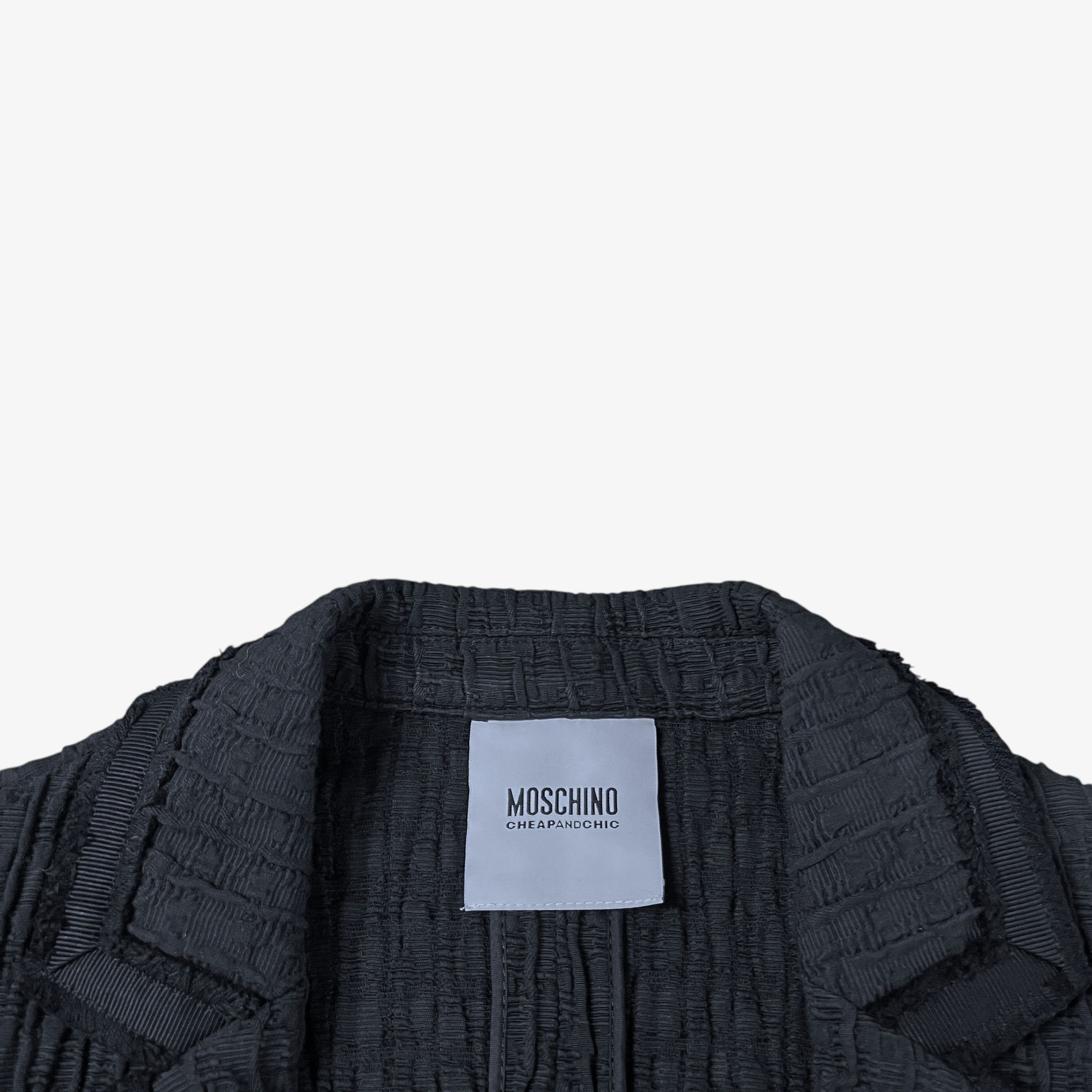 Moschino Vintage Y2K Women's Moschino Black Ribbed Blazer Size S / US 4 / IT 40 - 2 Thumbnail