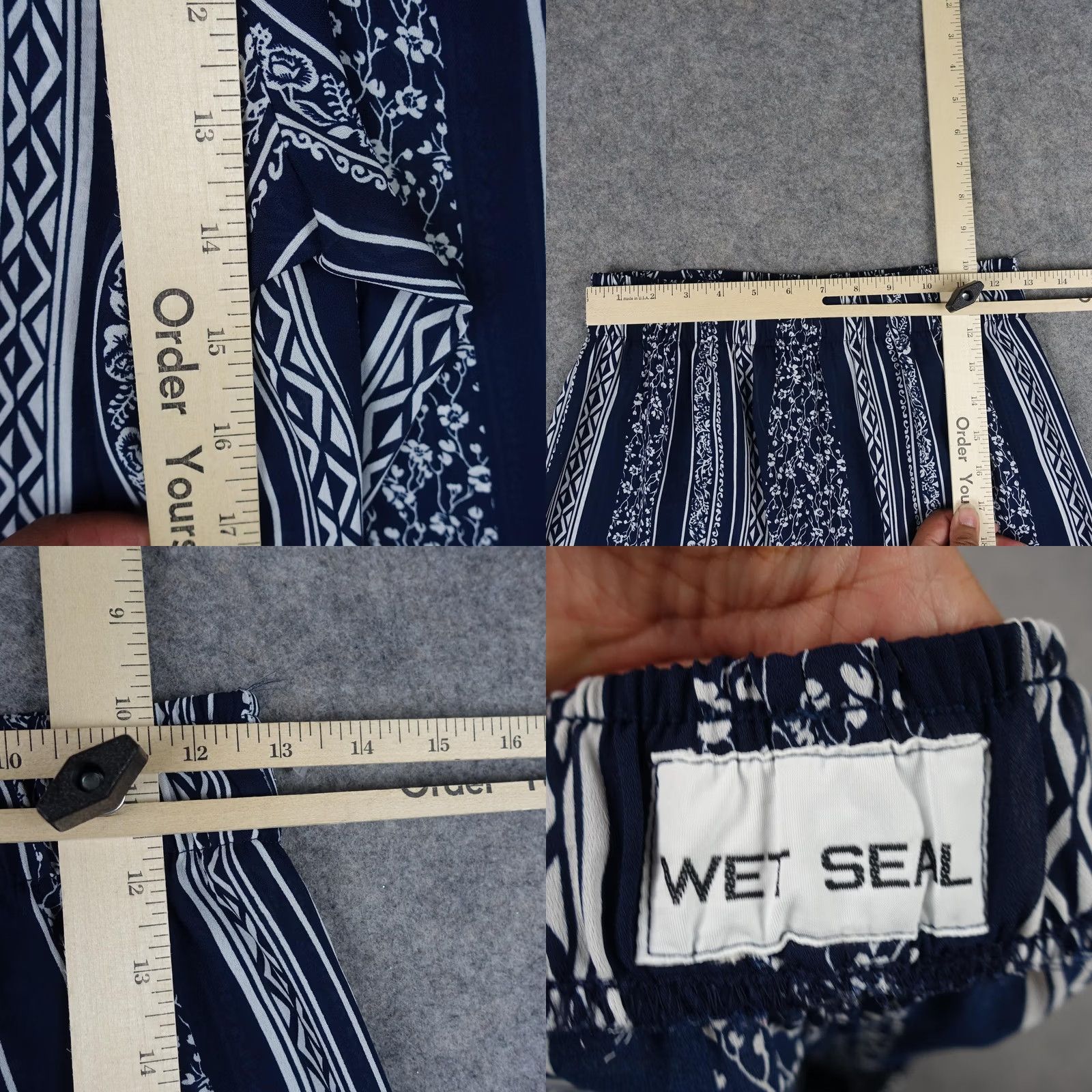 Vintage VINTAGE Wet-seal Pants Womens Small Blue Stripe Wide Leg Cropped Sheer Y2K VTG Size 26" / US 2 / IT 38 - 8 Thumbnail