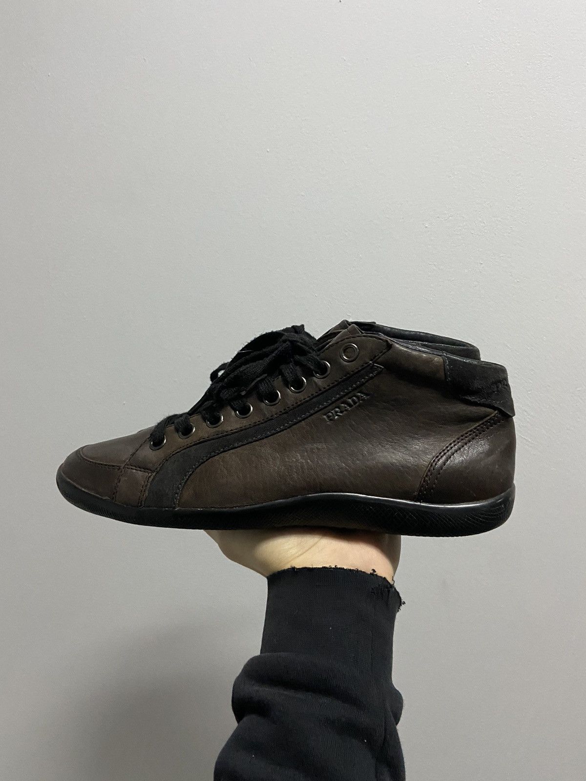 Prada × Vintage Prada Vintage Brown Shoes Luxury high sneakers logo Size US 8 / EU 41 - 5 Thumbnail