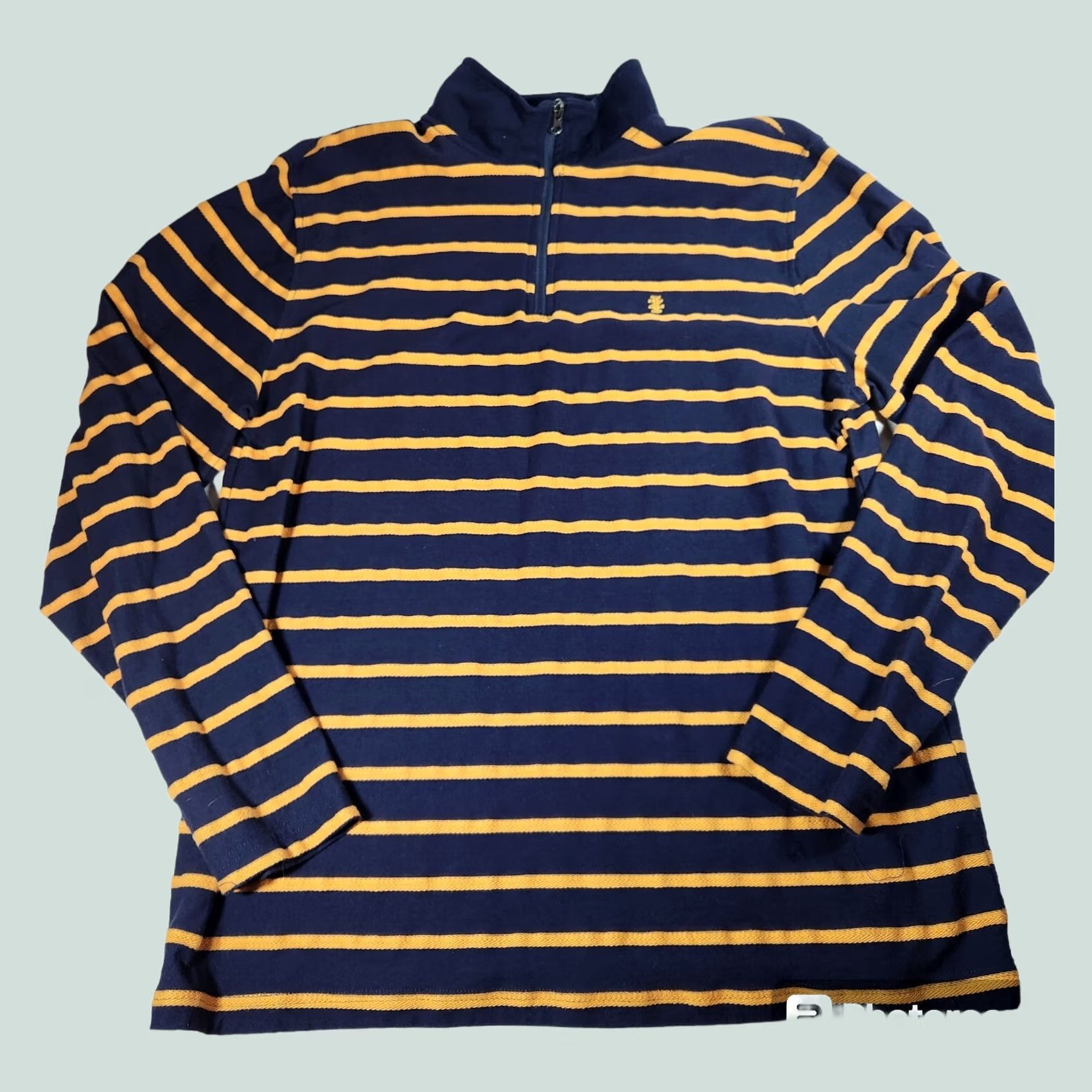 Izod IZOD Golf Shirt Pullover Mens XL Yellow Blue Striped Long Sleeve 1/4 ZIP Size US XL / EU 56 / 4 - 1 Thumbnail