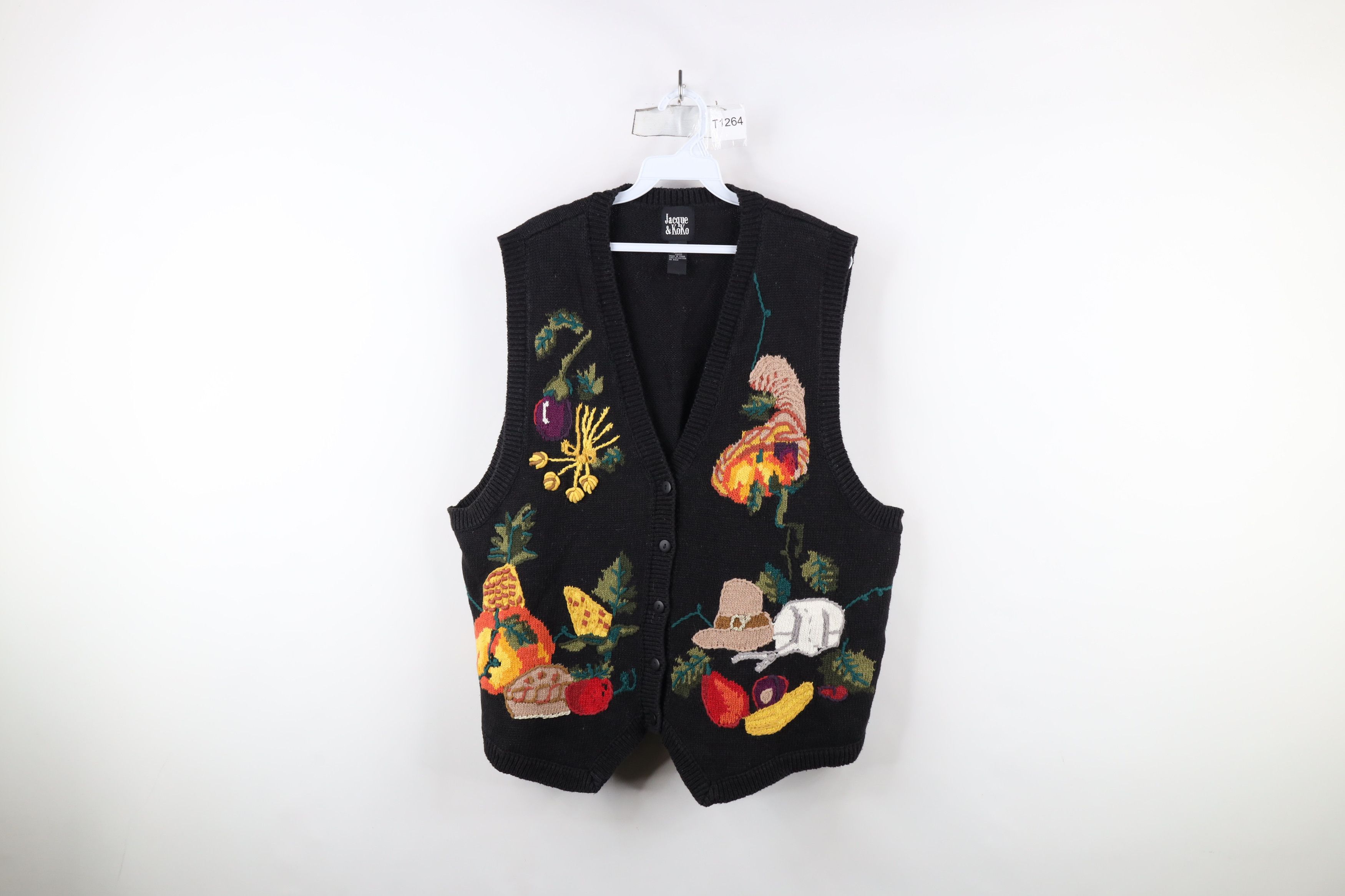 Vintage Vintage 90s Streetwear Fruit Vegetable Cardigan Vest Size XXL / US 16-18 / IT 52-54 - 1 Thumbnail