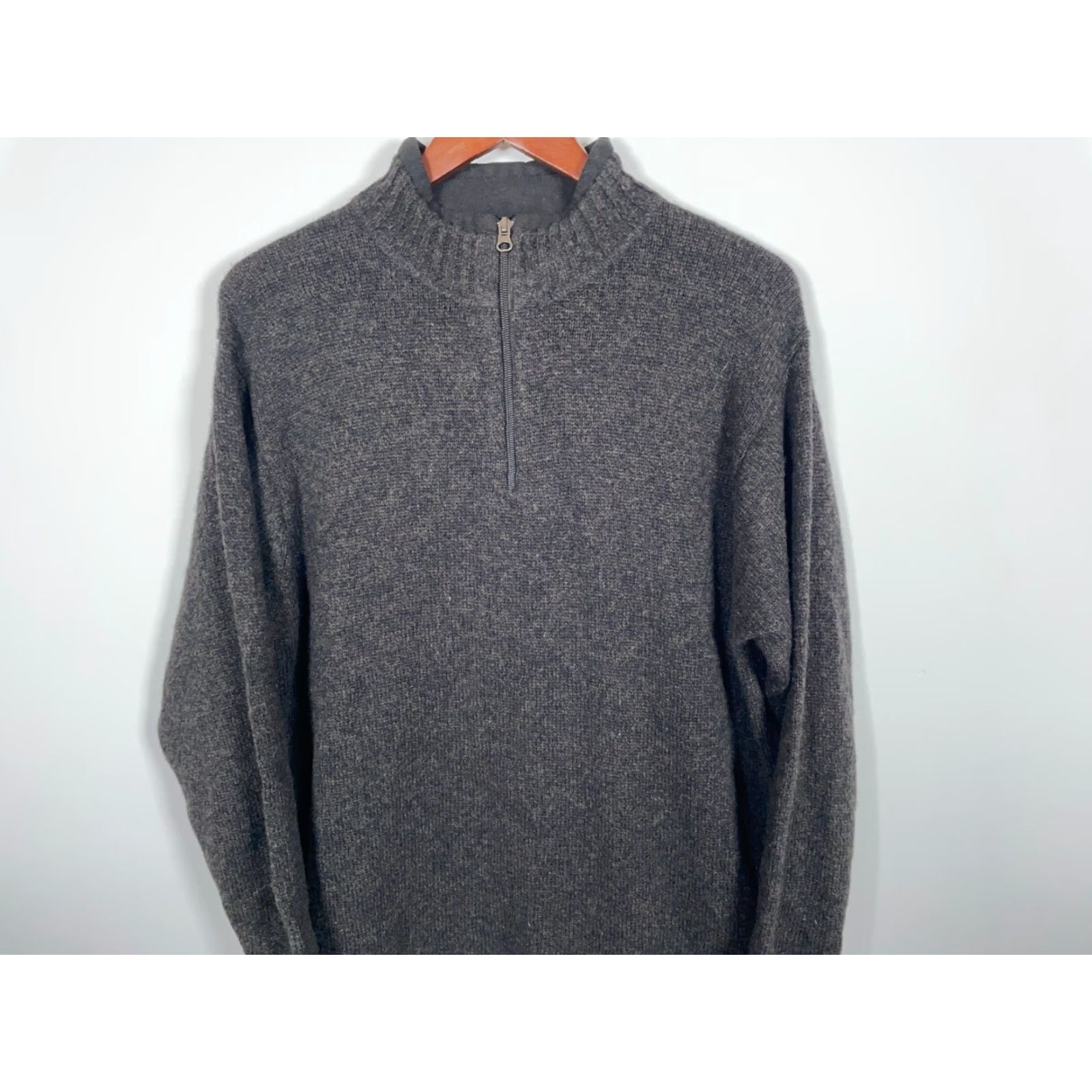 Vintage Woolrich Wool Sweater 1/4-Zip Adult Large Dark Gray Mock Neck Pullover Preppy Mens Size US L / EU 52-54 / 3 - 4 Thumbnail