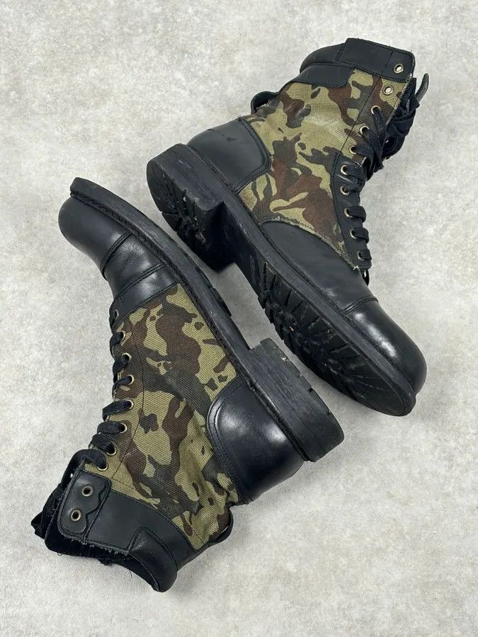 Diesel Diesel Black Leather Camouflage Military Lace-Up Boots Size US 10 / EU 43 - 6 Thumbnail