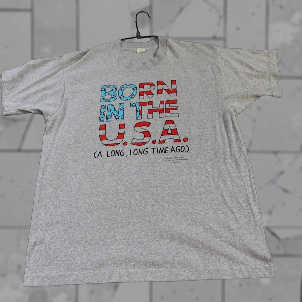 Vintage VINTAGE American Vintage Shirt M Gray 80s USA Patriotic Funny Graphic Print Mens Size US M / EU 48-50 / 2 - 1 Thumbnail