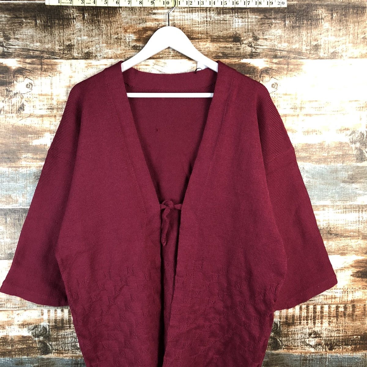 Vintage Japan vintage cardigan Maroon Kimono #A2487 Size US L / EU 52-54 / 3 - 2 Thumbnail