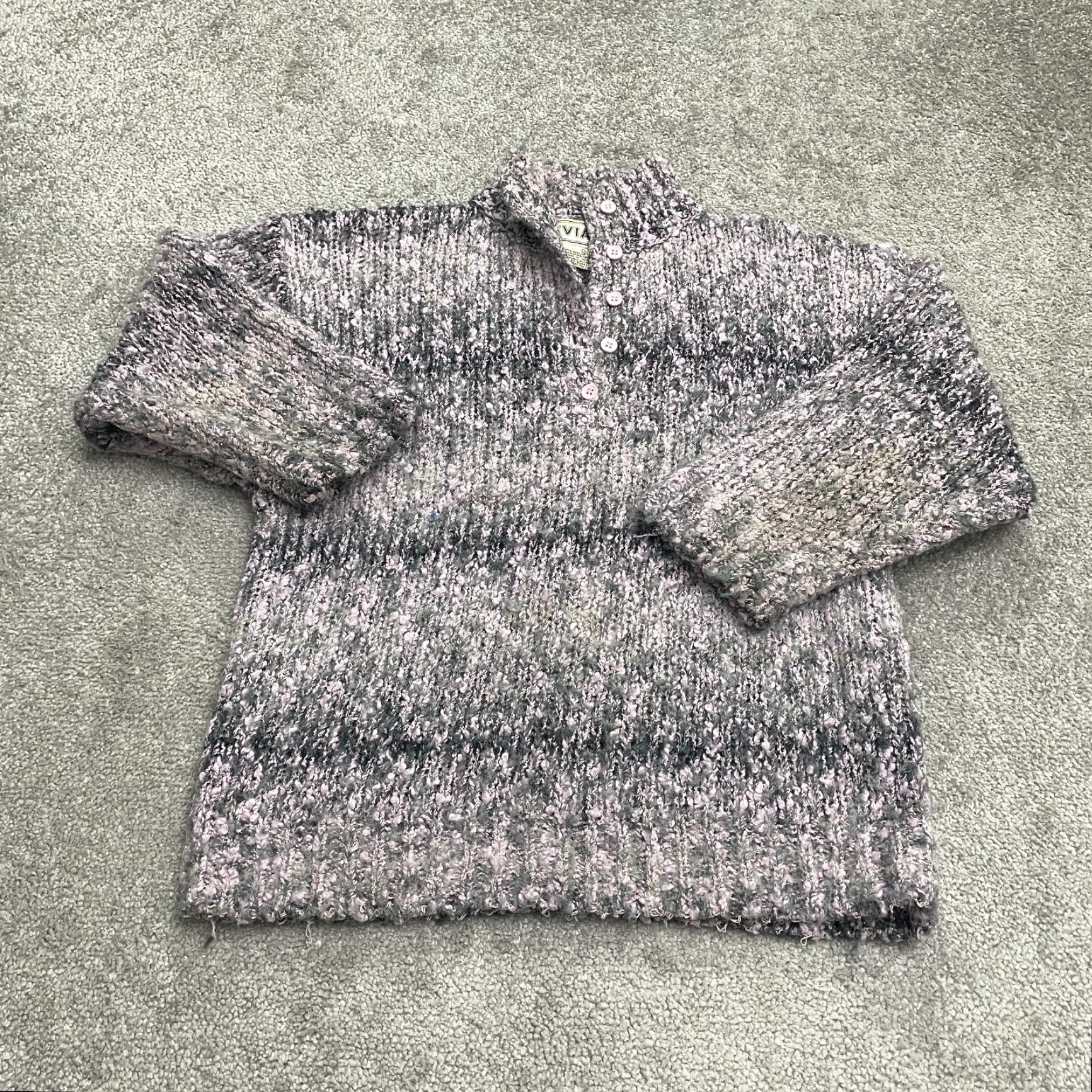 Vintage VINTAGE Evian Pullover Sweater Womens Large Pink 1/2 Button Up Mock Casual Knit Chunky-Knit Size L / US 10 / IT 46 - 2 Thumbnail
