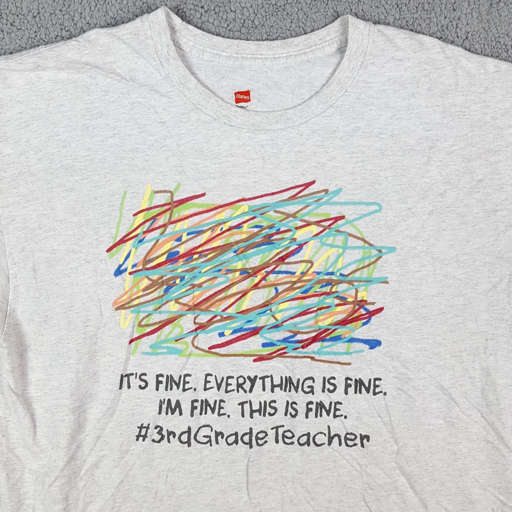Hanes Funny 3rd Grade Teacher Art Novelty Size XL Retro Crayon Teach T Shirt Gray Size US XL / EU 56 / 4 - 2 Thumbnail