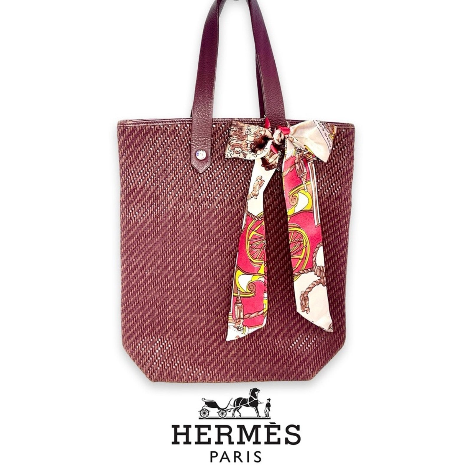 Hermes Hermés Ahmedebad Woven Leather Tote in Burnt Sienna Size ONE SIZE - 1 Thumbnail