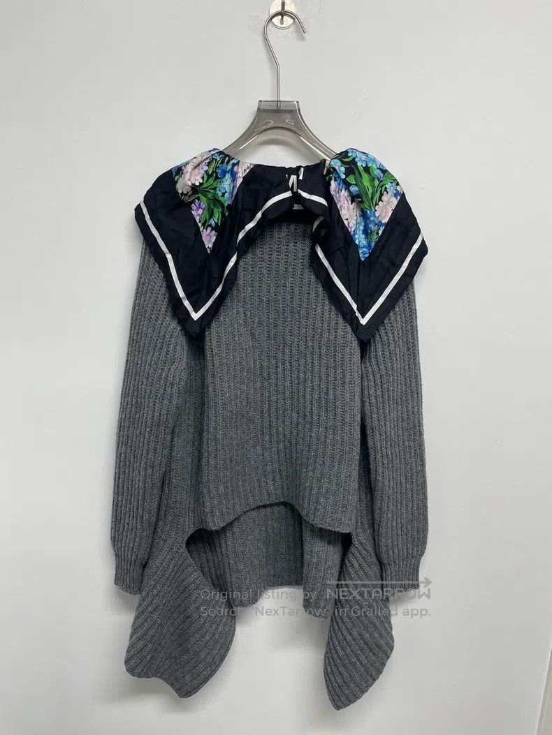 Balenciaga Balenciaga Irregular Shawl Wool Sweater, Gray Size XXS / US 00 / IT 34 - 6 Thumbnail