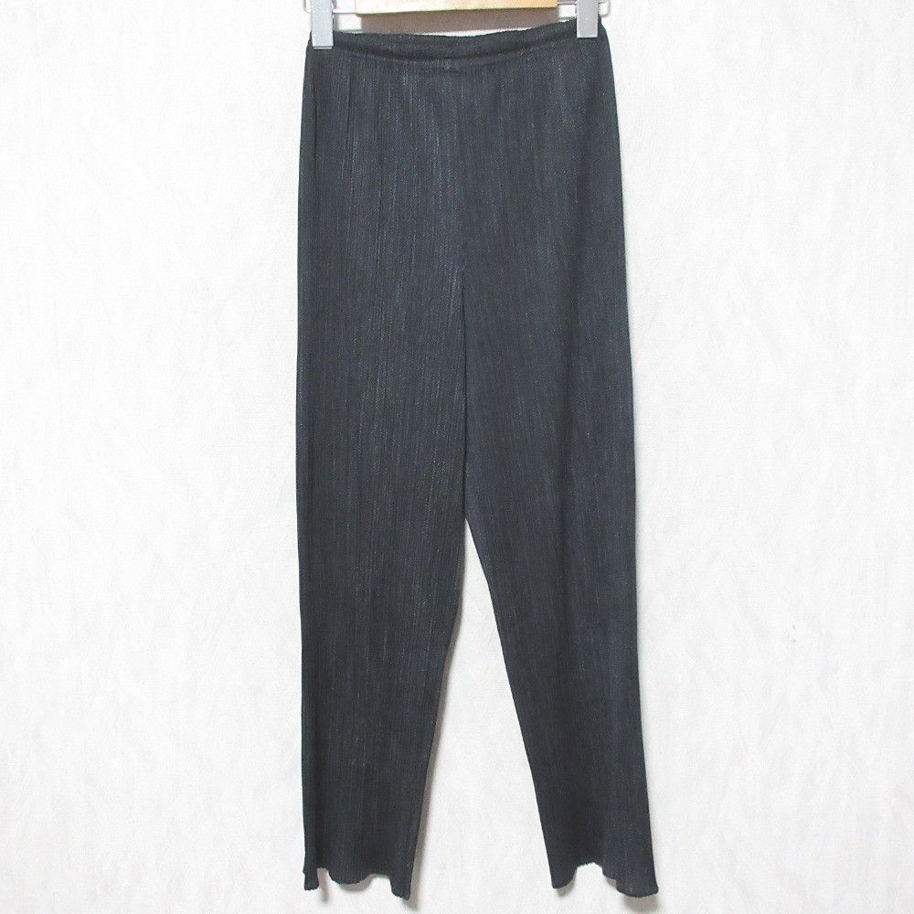 Issey Miyake Pleats Please Issey Miyake Denim Print Pleated Pants Textile Pants PP04-JF243 DUTY FREE for USA