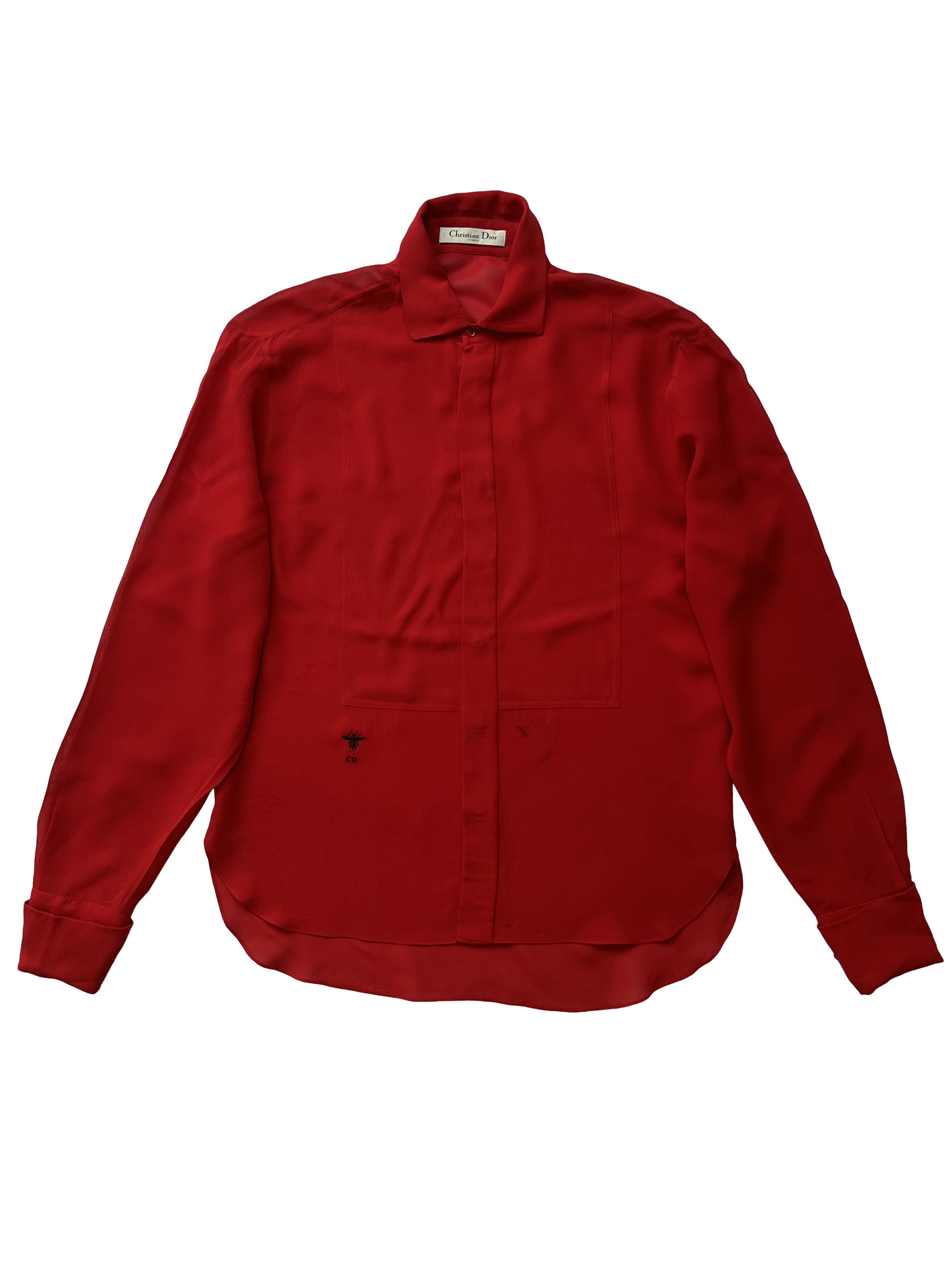 Dior ⚡️QUICK SALE⚡️Dior Red Sheer Button Up Shirt Blouse Size XL / US 12-14 / IT 48-50 - 1 Thumbnail