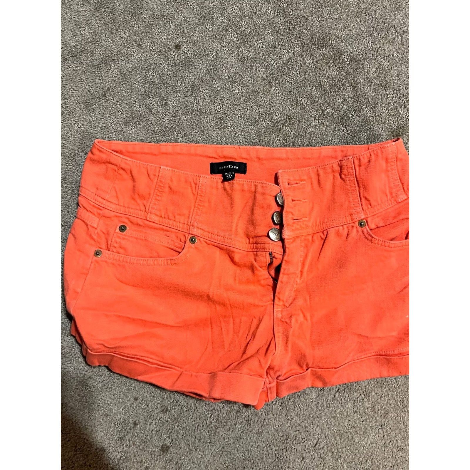 Bebe bebe Shorts Women's Size 29 Orange Denim Summer Valentine’s Size 29" - 2 Thumbnail