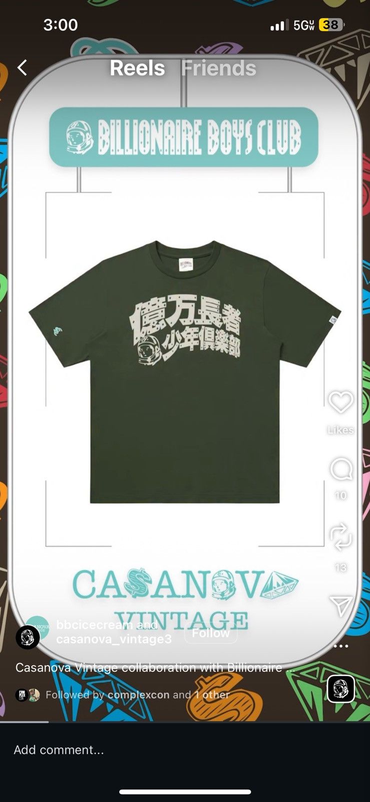 Billionaire Boys Club Casanova X Billionaire Boys Club Green Tee Size US XL / EU 56 / 4 - 5 Thumbnail