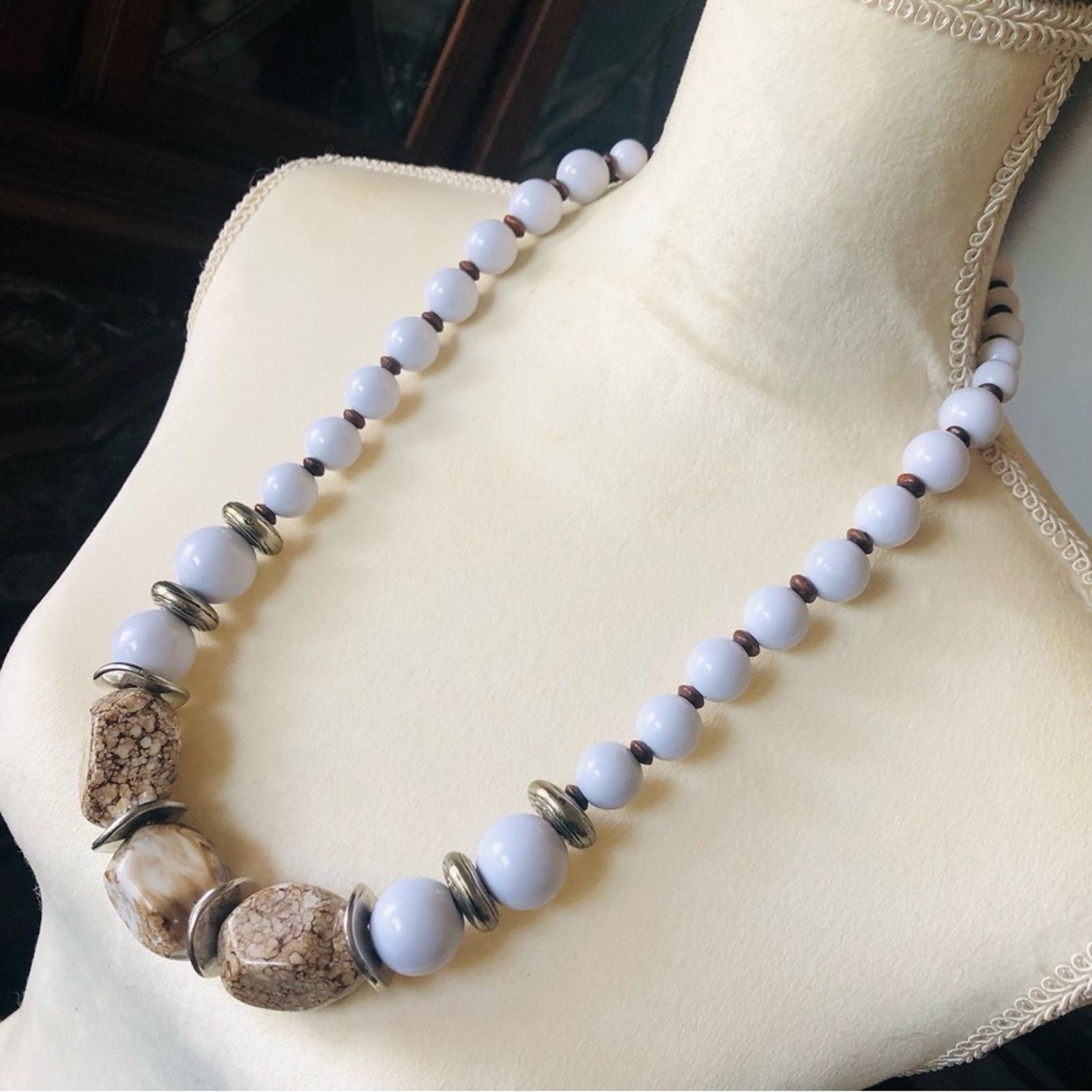 Handmade Handcrafted repurpose mixed material chunky bead necklace Size ONE SIZE - 4 Thumbnail