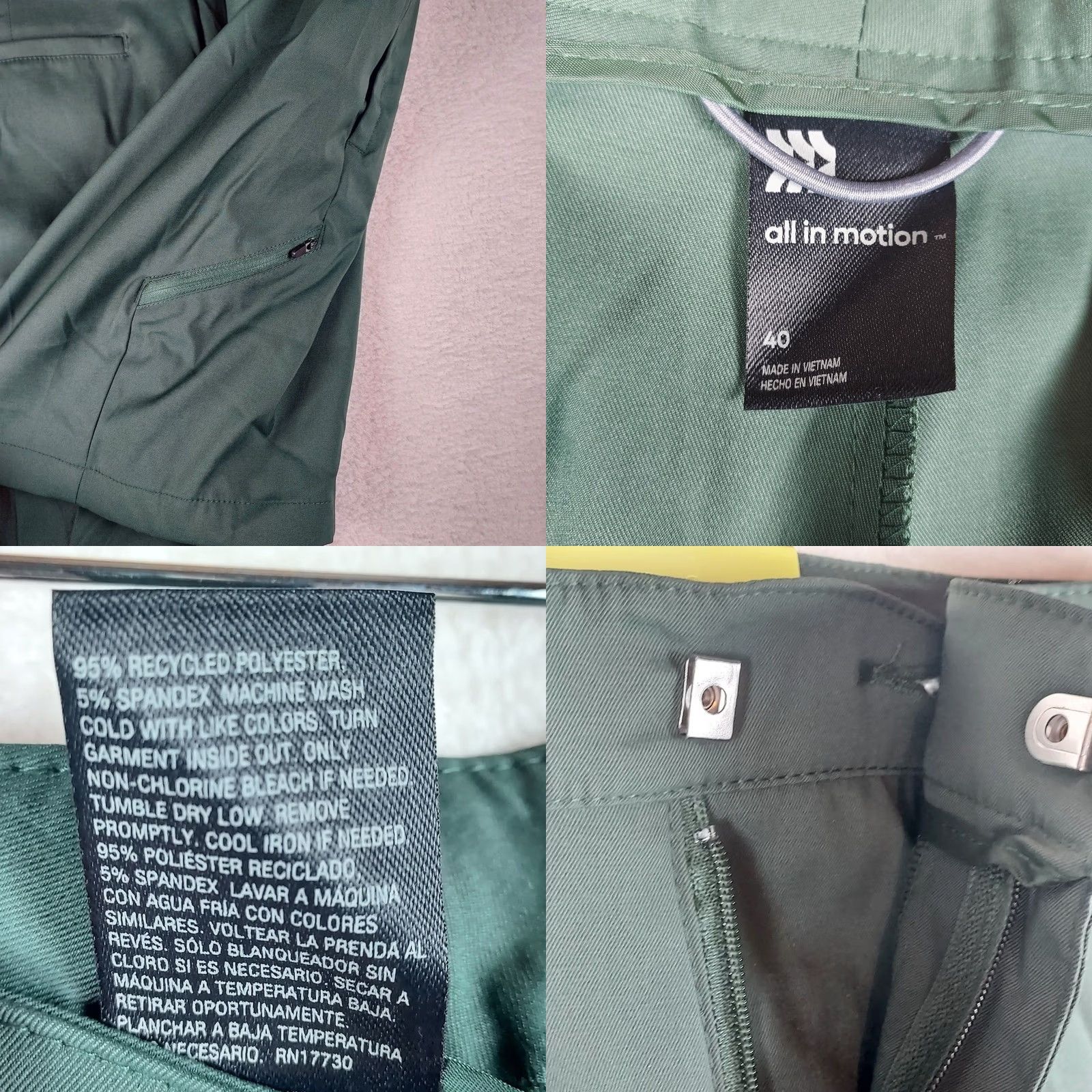 Vintage All In Motion Mens Cargo Golf Shorts Size 40 Green 8" Inseam Zipper Pocket Quick Dry Moisture Wicking UPF 50 Belted Casual Golf Summer Mens Size US 40 / EU 56 - 8 Thumbnail