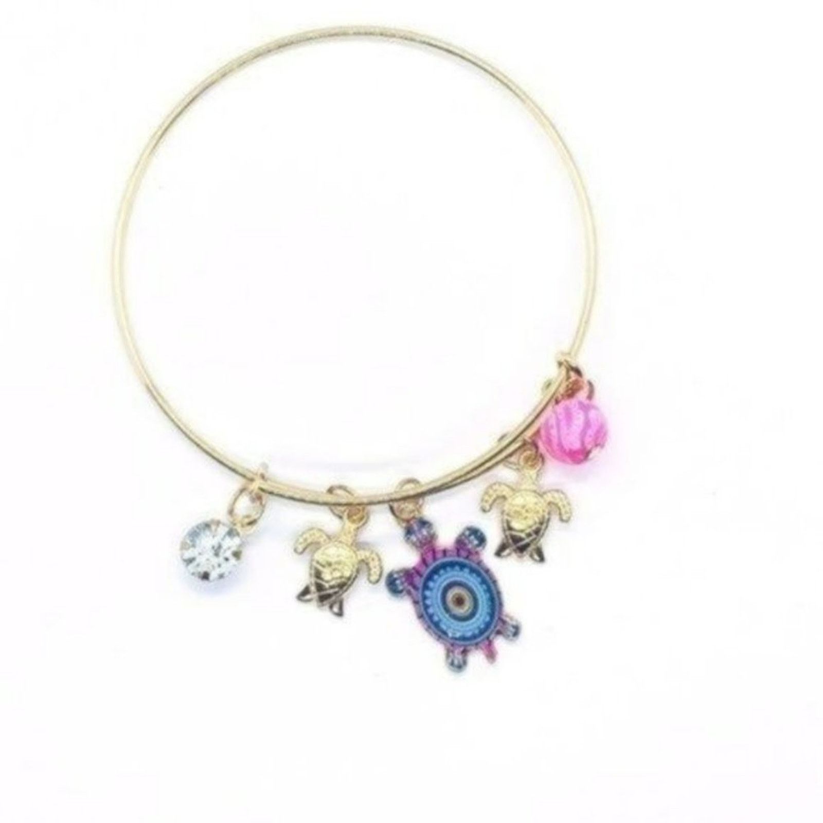 Other Beaded Sea Turtle Charm Colorful Bangle Bracelet Size ONE SIZE - 1 Thumbnail