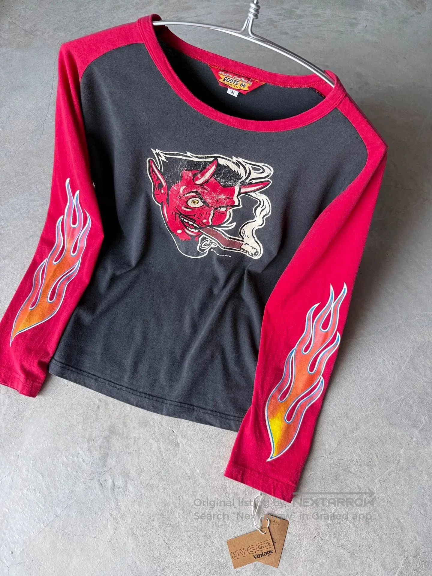 Vintage Vintage 90s Devil Flame Long Sleeve Tee. Size US M / EU 48-50 / 2 - 7 Thumbnail
