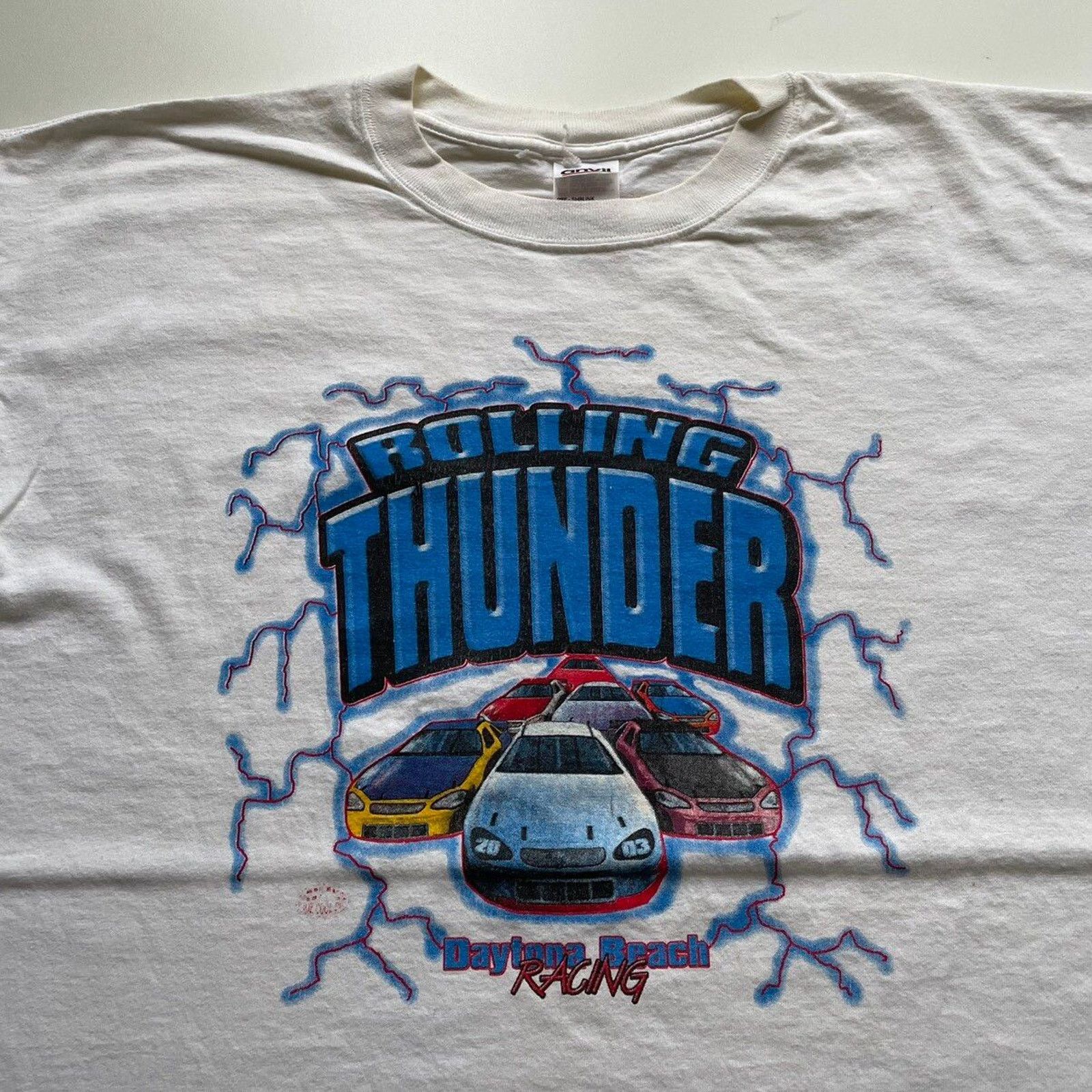 Anvil Vintage Y2K Rolling Thunder Nascar Racing Art T Shirt XL Size US XL / EU 56 / 4 - 2 Thumbnail