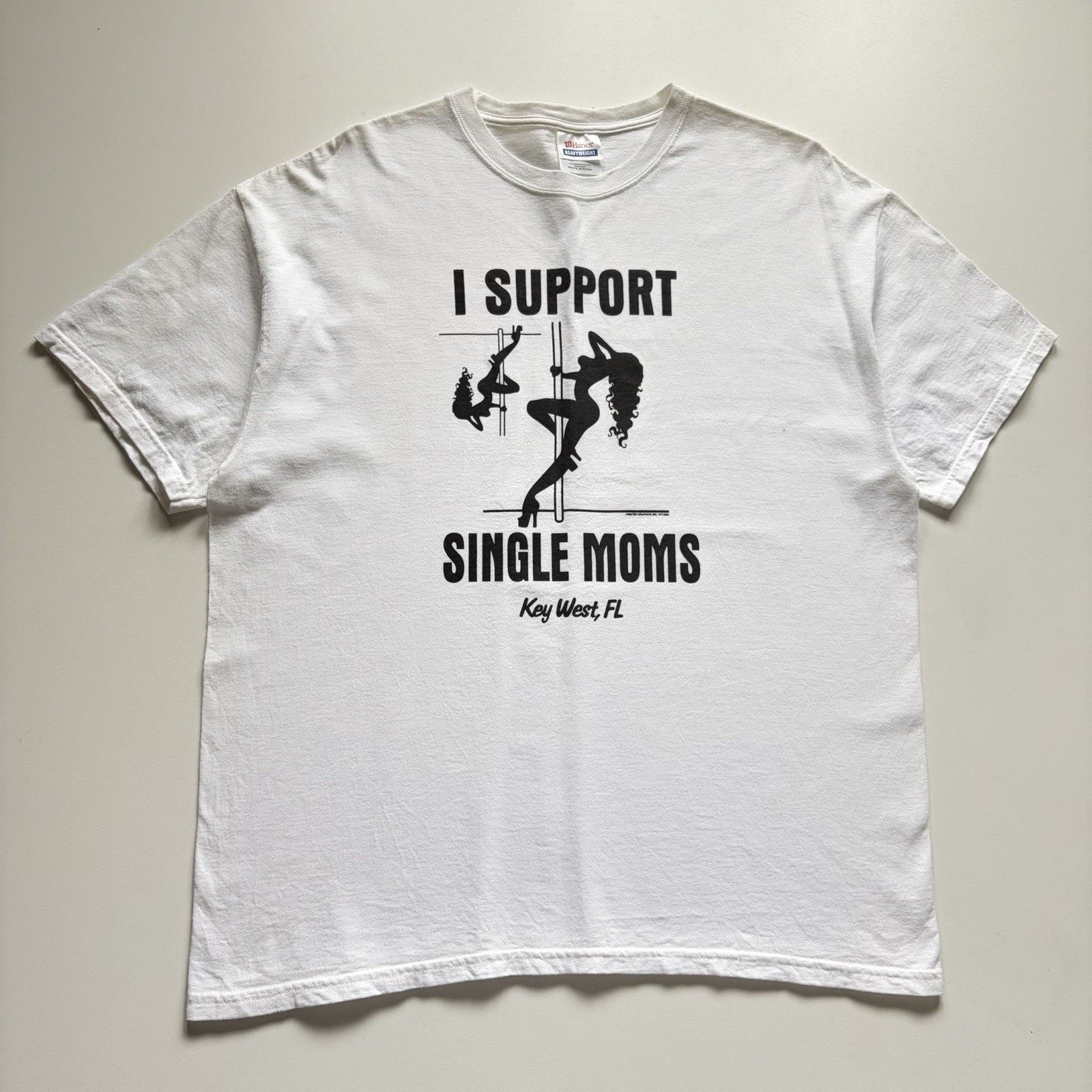 Vintage I Support Single Moms Shirt XL Hanes Funny Stripper