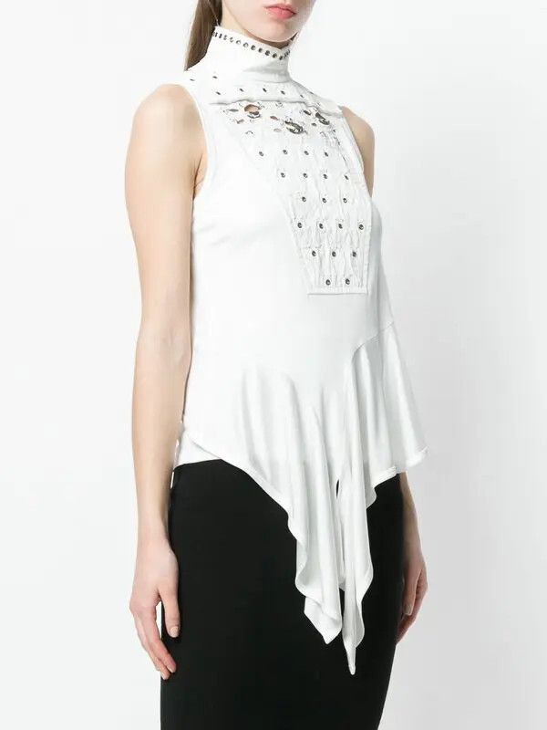 Chloe o1y0825 Turtleneck Evening Blouse in White Size S / US 4 / IT 40 - 2 Thumbnail