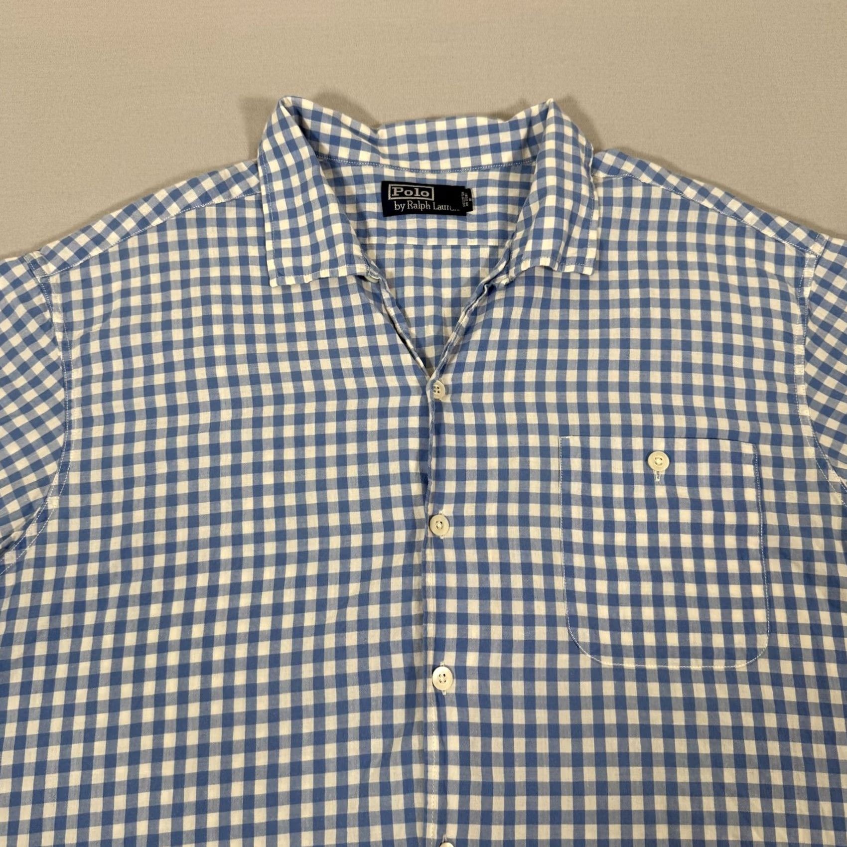 Polo Ralph Lauren Polo Ralph Lauren Shirt Mens 2XL Blue White Loop Collar Gingham Check Button Size US XXL / EU 58 / 5 - 2 Thumbnail