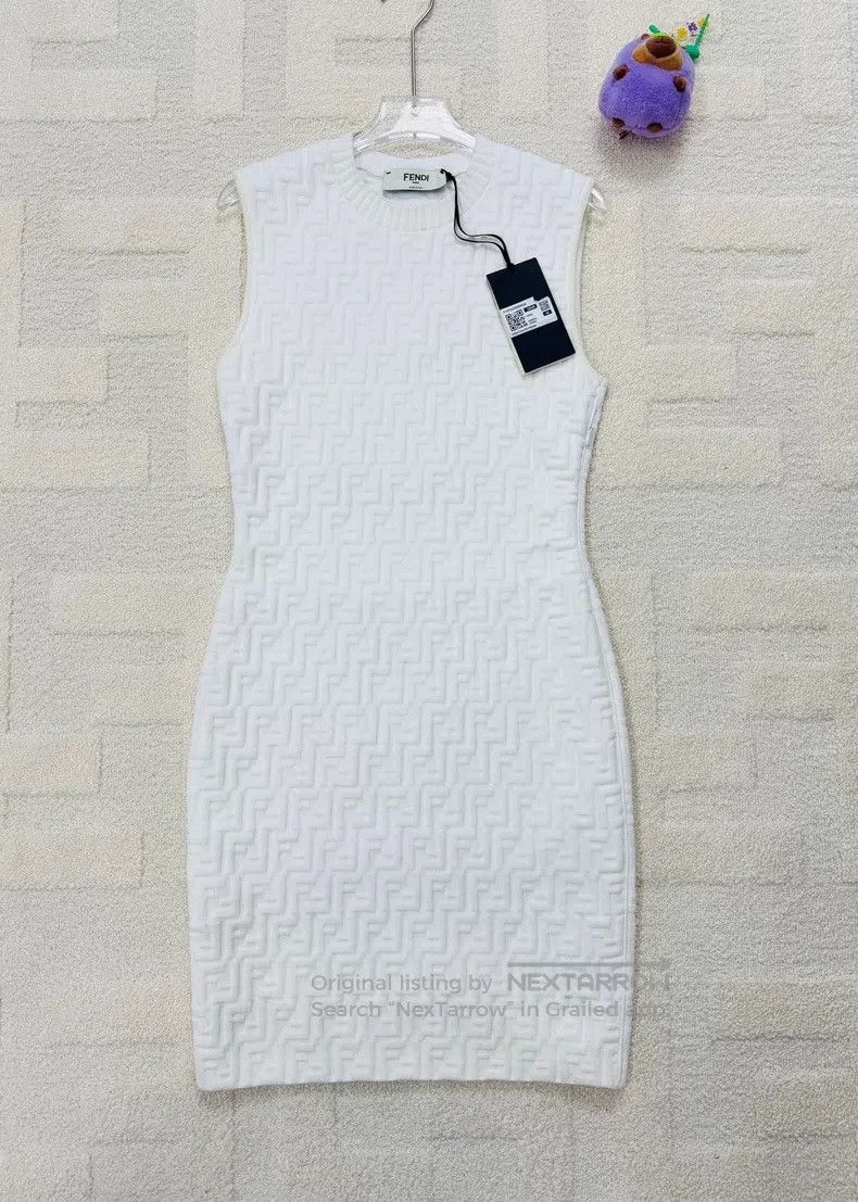 Fendi Fendi White Monogram Embossed Logo Knit Dress Size S / US 4 / IT 40 - 1 Thumbnail