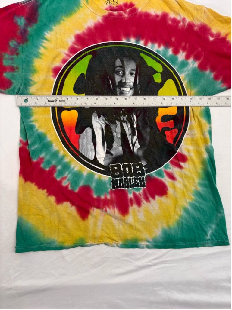 Zion Rootswear Men's Zion Rootswear Bob Marley T-shirt,L Yellow/Red Tie Dye Size US L / EU 52-54 / 3 - 2 Thumbnail