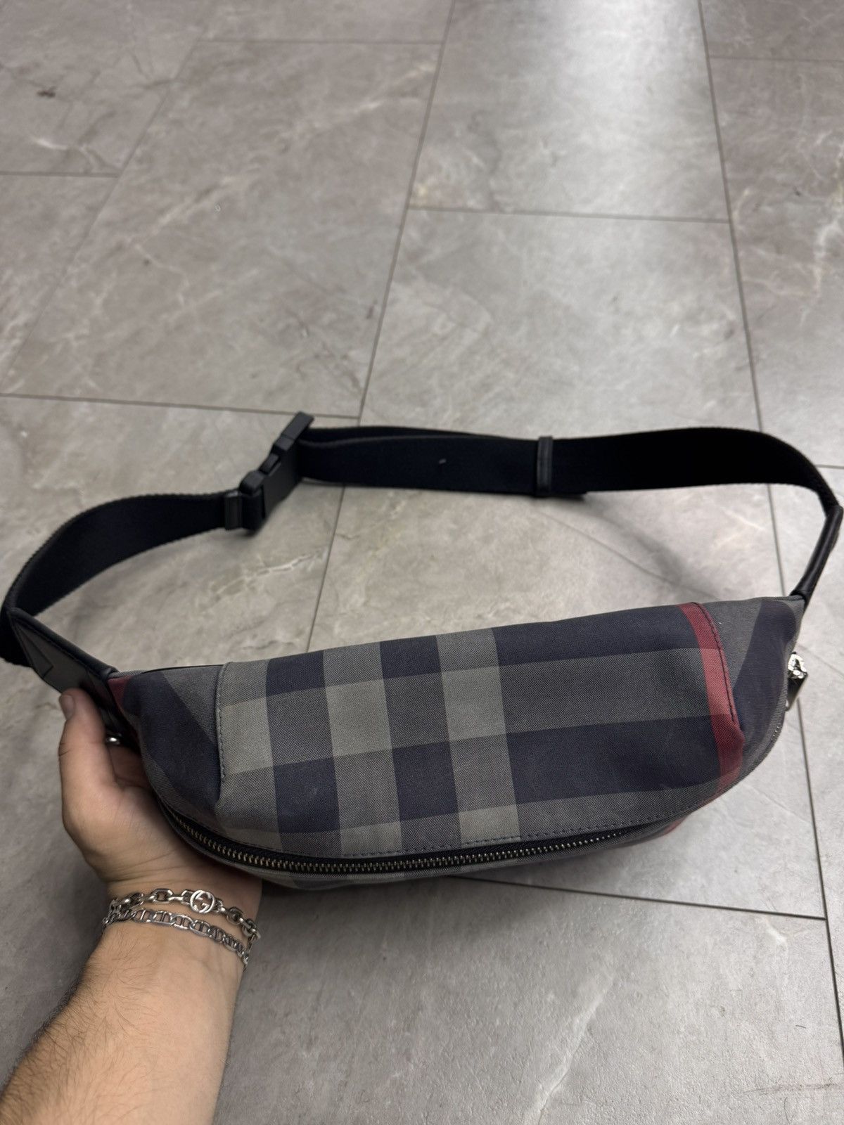 Burberry Burberry Sonny Belt Bag Navy Grey Canvas Bum Bag Size ONE SIZE - 2 Thumbnail