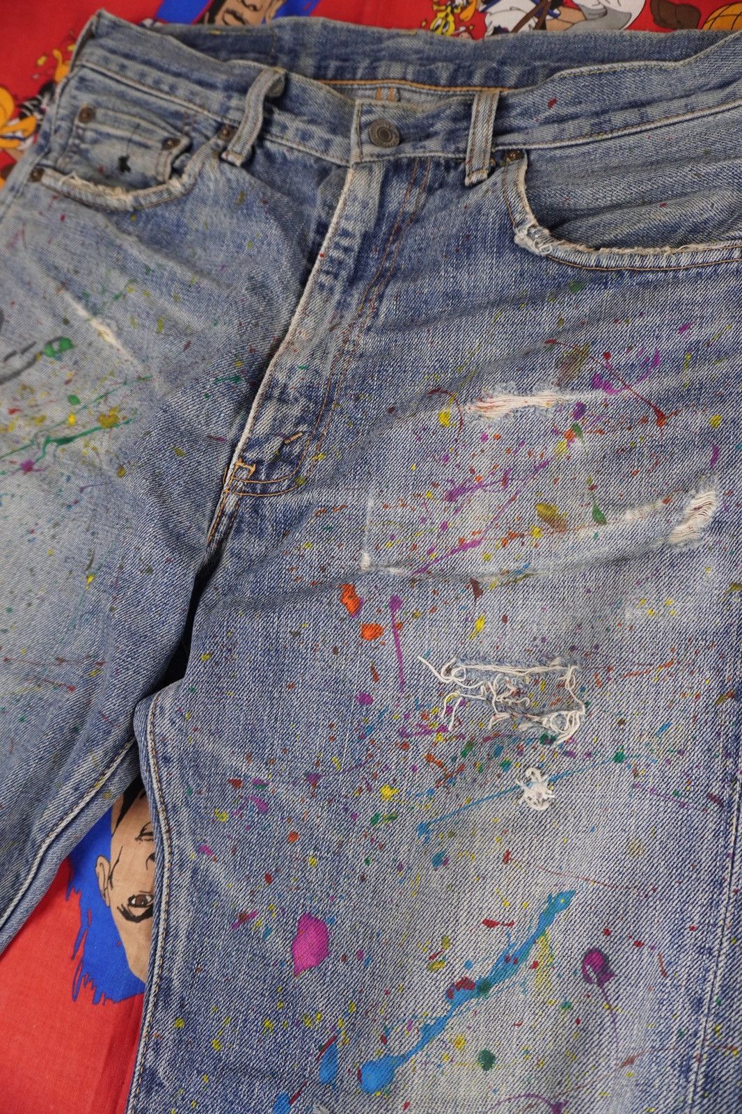 Levi's Vintage Clothing VTG Levi's 502 Big E JAPAN Made Painted Splash Distressed Size US 32 / EU 48 - 4 Thumbnail