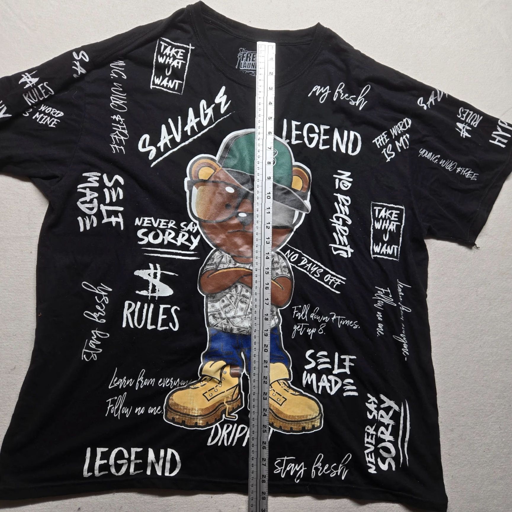 Vintage Fresh Laundry Shirt Mens 3XL Black AOP All Over Print Hip Hop Streetwear Y2K 90s Logo City Art Shirt Mens Size US XXL / EU 58 / 5 - 5 Thumbnail