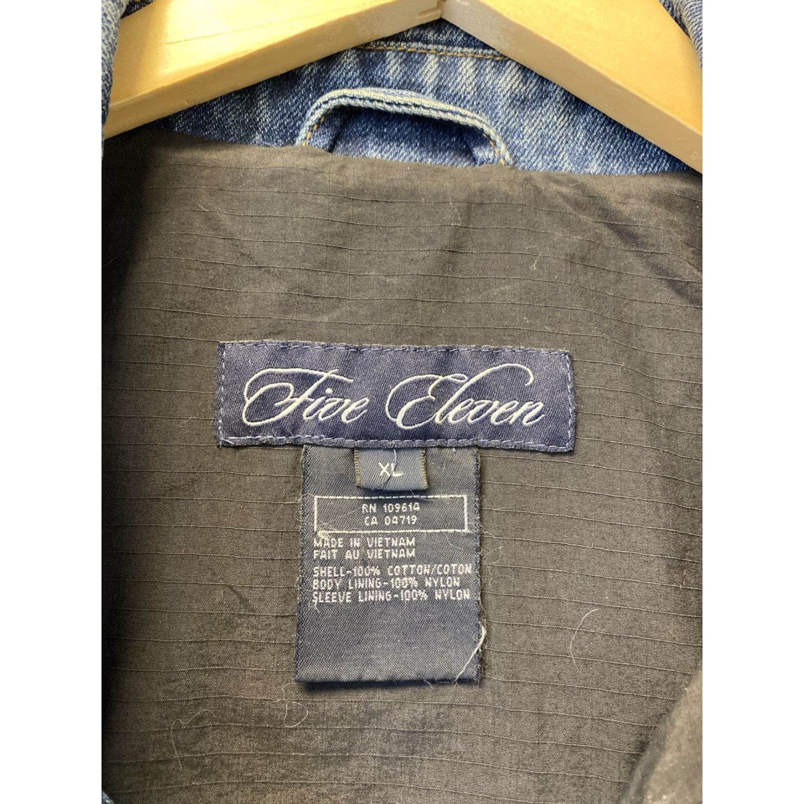 Denime VINTAGE Five Eleven Denim Jacket Biker Lined XL Blue 2000s Mens Size US 36 / EU 52 - 3 Thumbnail