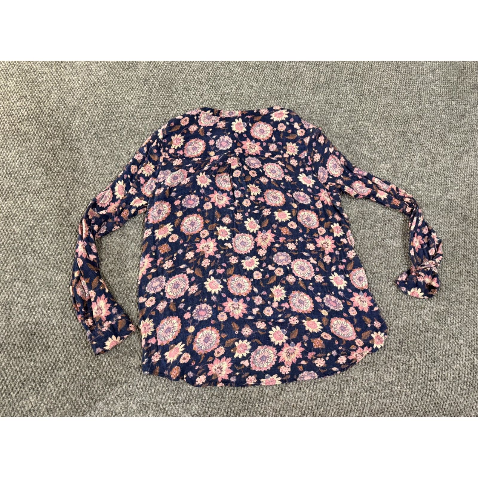 Lucky Brand Lucky Brand blouse Womens M Blue Pink Floral Boho Peasant Crew Neck Long Sleeve Casual Lightweight Rayon Viscose Regular Stretch Built-in Size M / US 6-8 / IT 42-44 - 6 Thumbnail