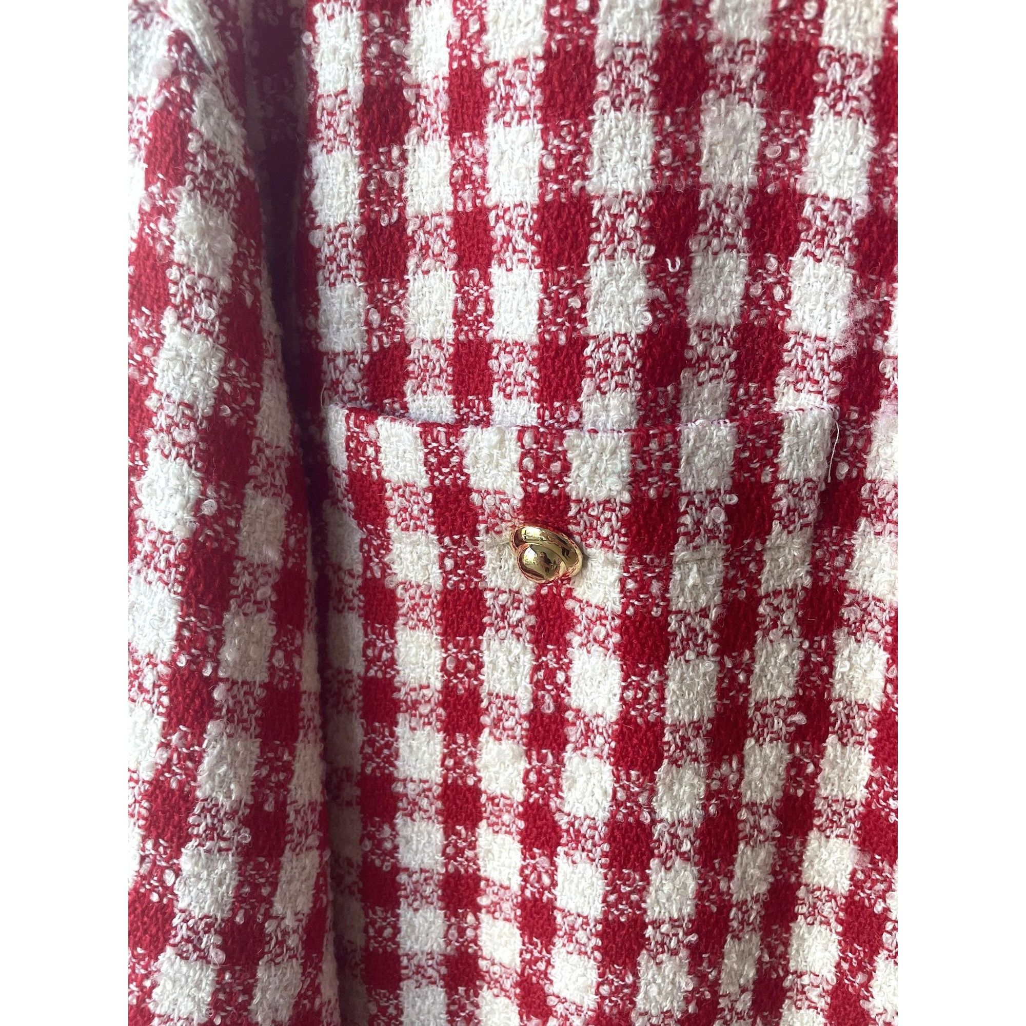 Miu Miu Miu Miu Red & White Checkered Button-Up Jacket With Pockets Size S / US 4 / IT 40 - 4 Thumbnail