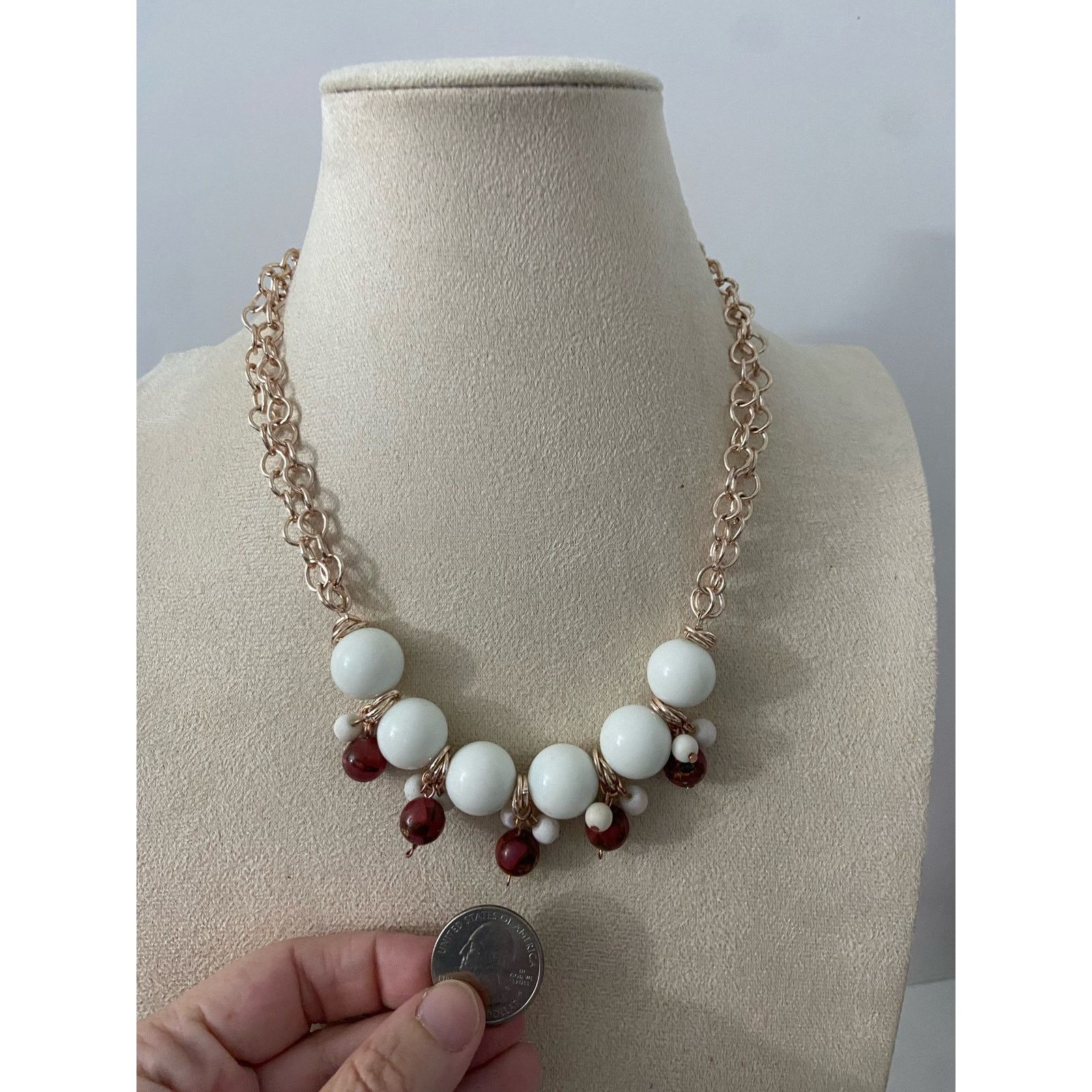 Other white bead necklace rose gold tone Size ONE SIZE - 5 Thumbnail