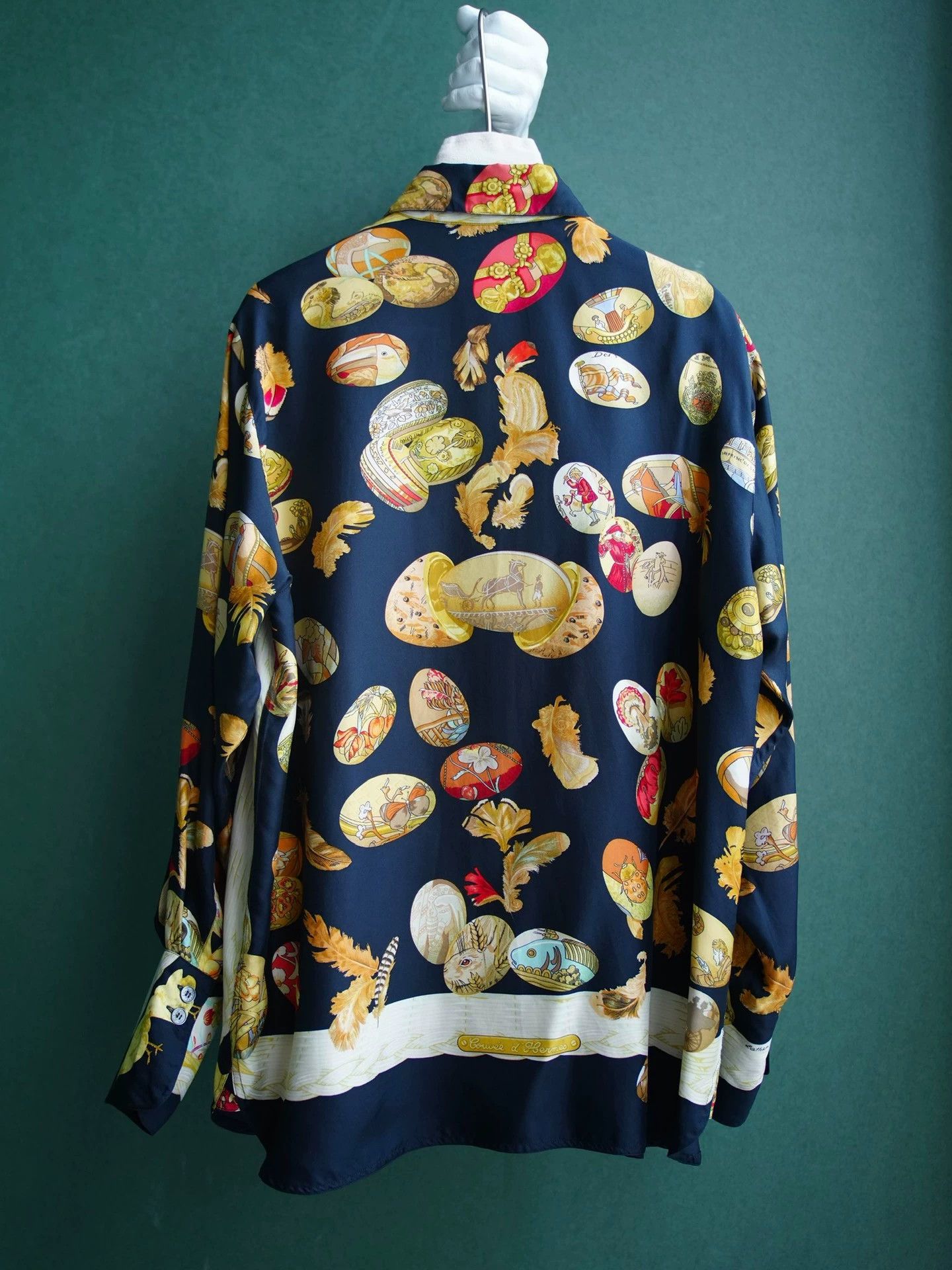 Hermes HERMES Black Gold Easter Egg Silk Oversized Shirt FR40 Rare Size M / US 6-8 / IT 42-44 - 3 Thumbnail