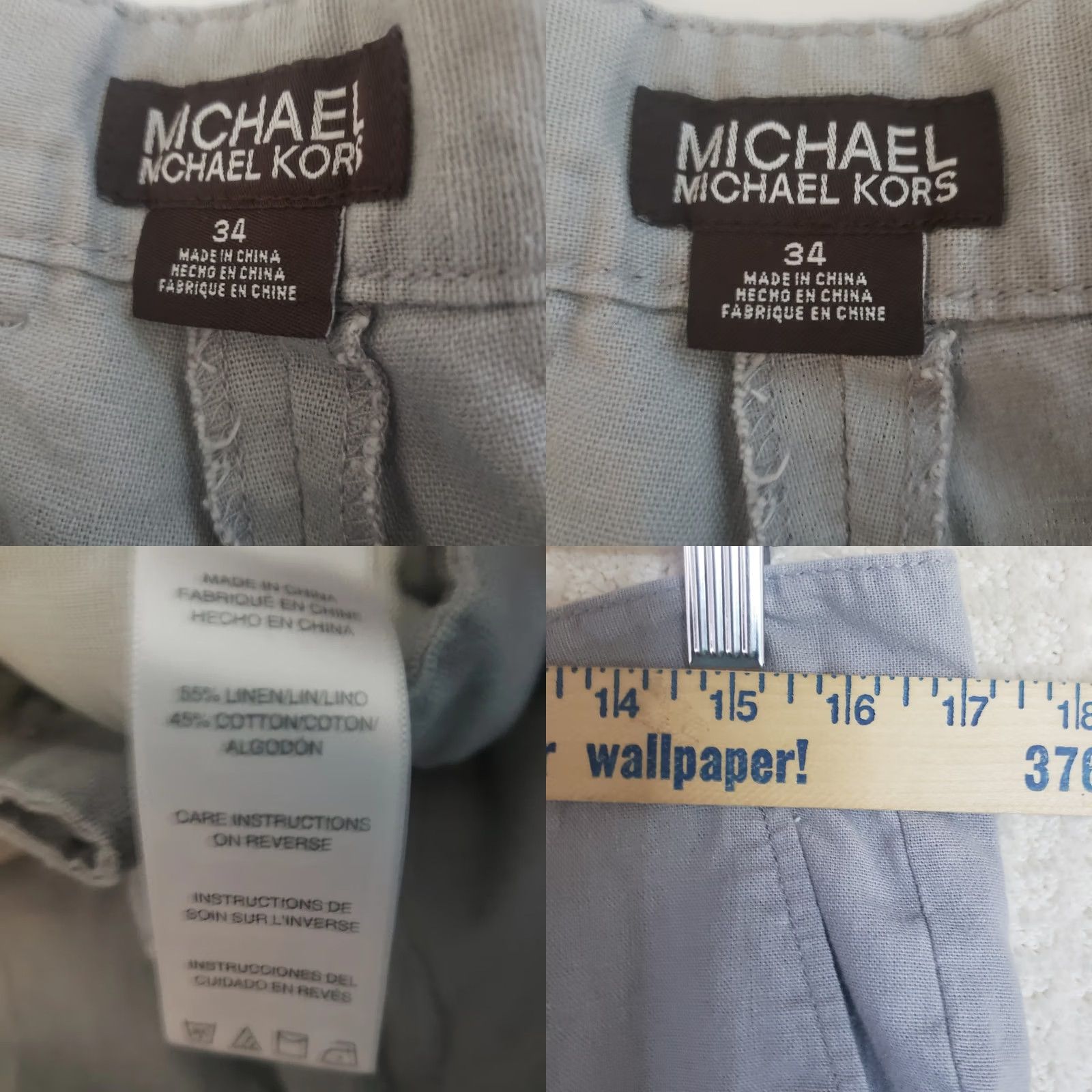 Michael Kors Michael Kors Chino Shorts Men 34x10 Linen Cotton Blend Gray Breathable Pockets Logo Size US 34 / EU 50 - 9 Thumbnail