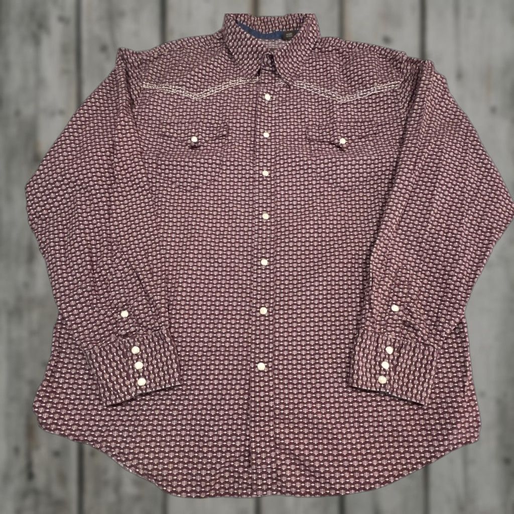 Roper Roper Western Geometric Pearl Snap Shirt Men’s XL Long Sleeve Red Casual Workwear Size US XL / EU 56 / 4 - 1 Thumbnail