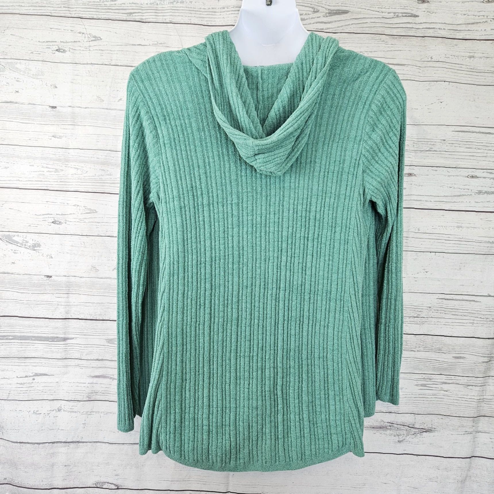 Vintage VINTAGE Barefoot Dreams Cardigan Women's 1X Green Hooded Pockets CozyChic Ultra Lite Ribbed Sweater Size XL / US 12-14 / IT 48-50 - 3 Thumbnail