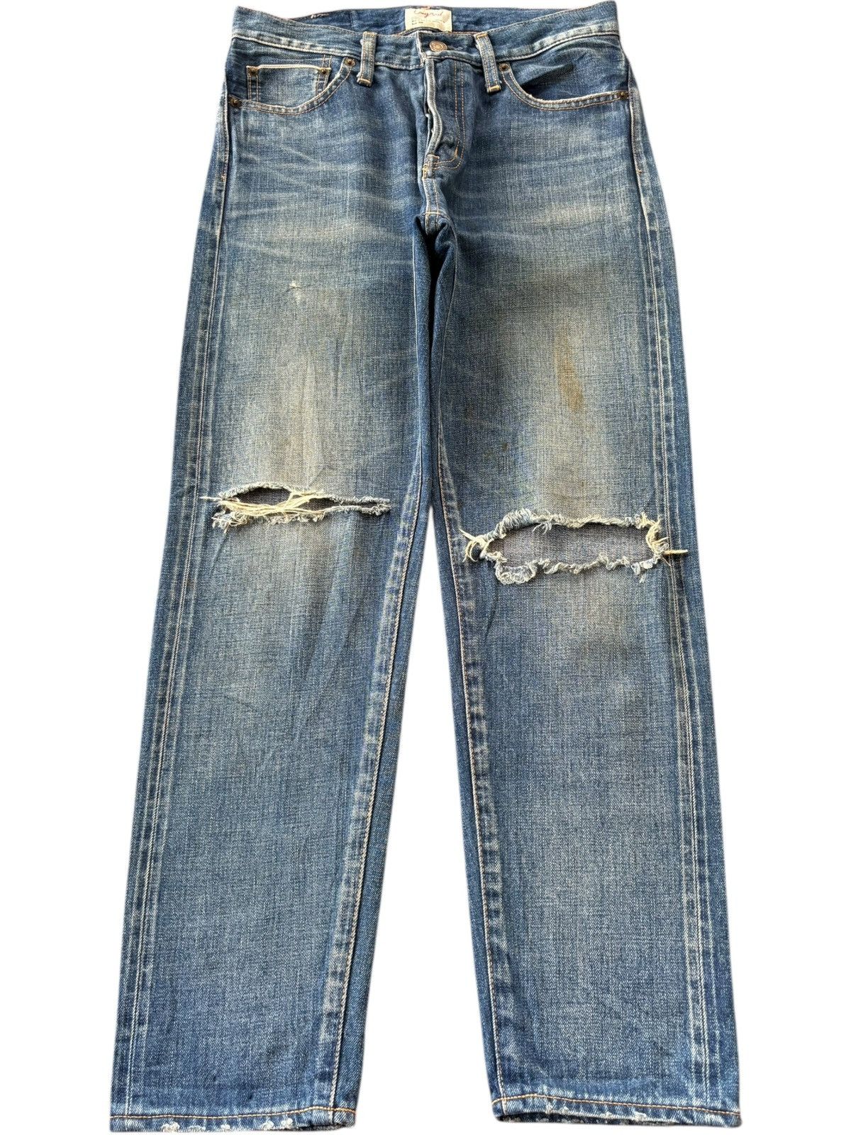 Edwin Vintage Japanese Brand Mud Wash Distressed Selvedge Jeans Size 28" / US 6 / IT 42 - 1 Thumbnail