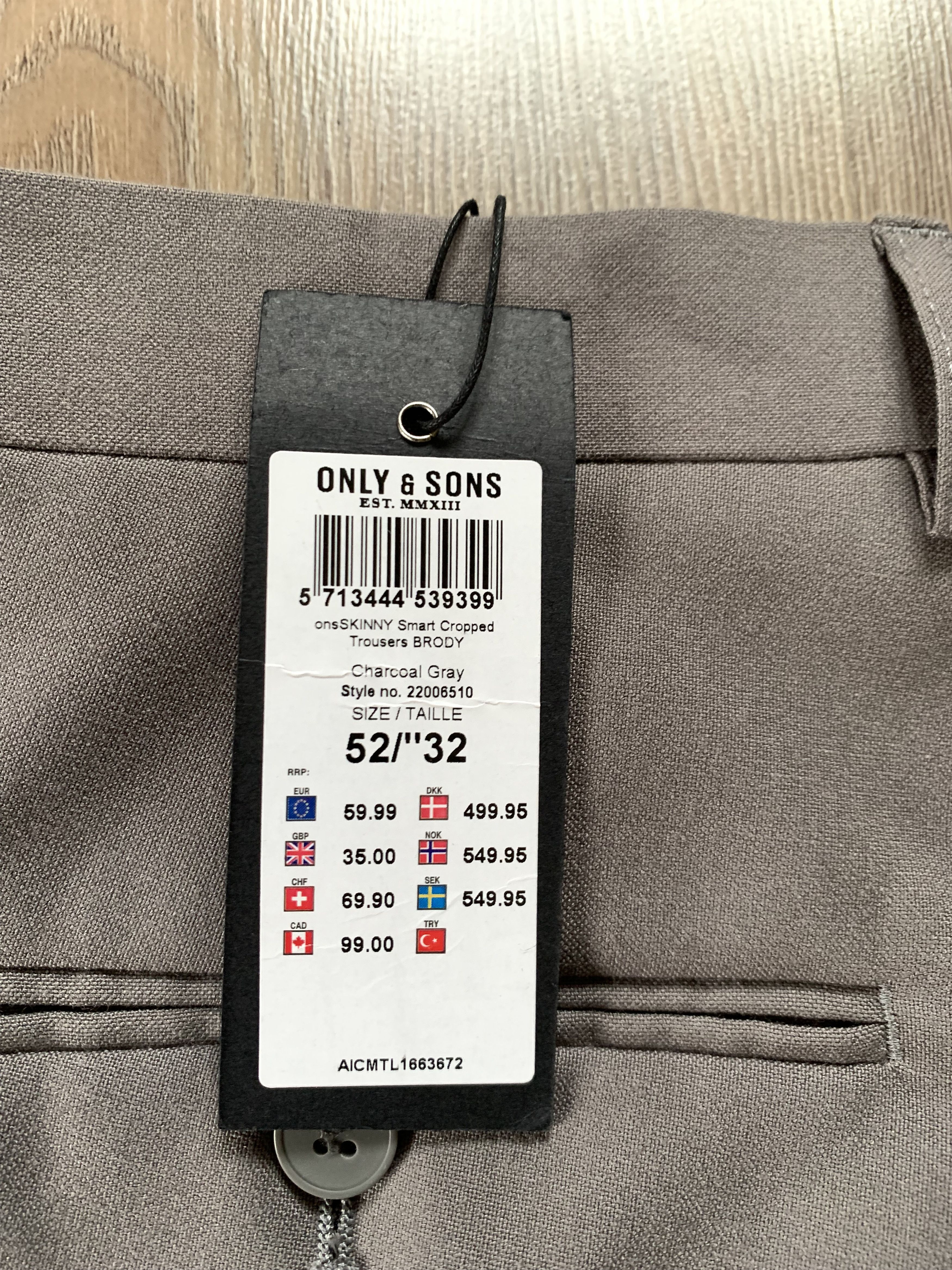ONLY & SONS Only & Sons Skinny Smart Cropped Classic Trousers Size US 36 / EU 52 - 6 Thumbnail