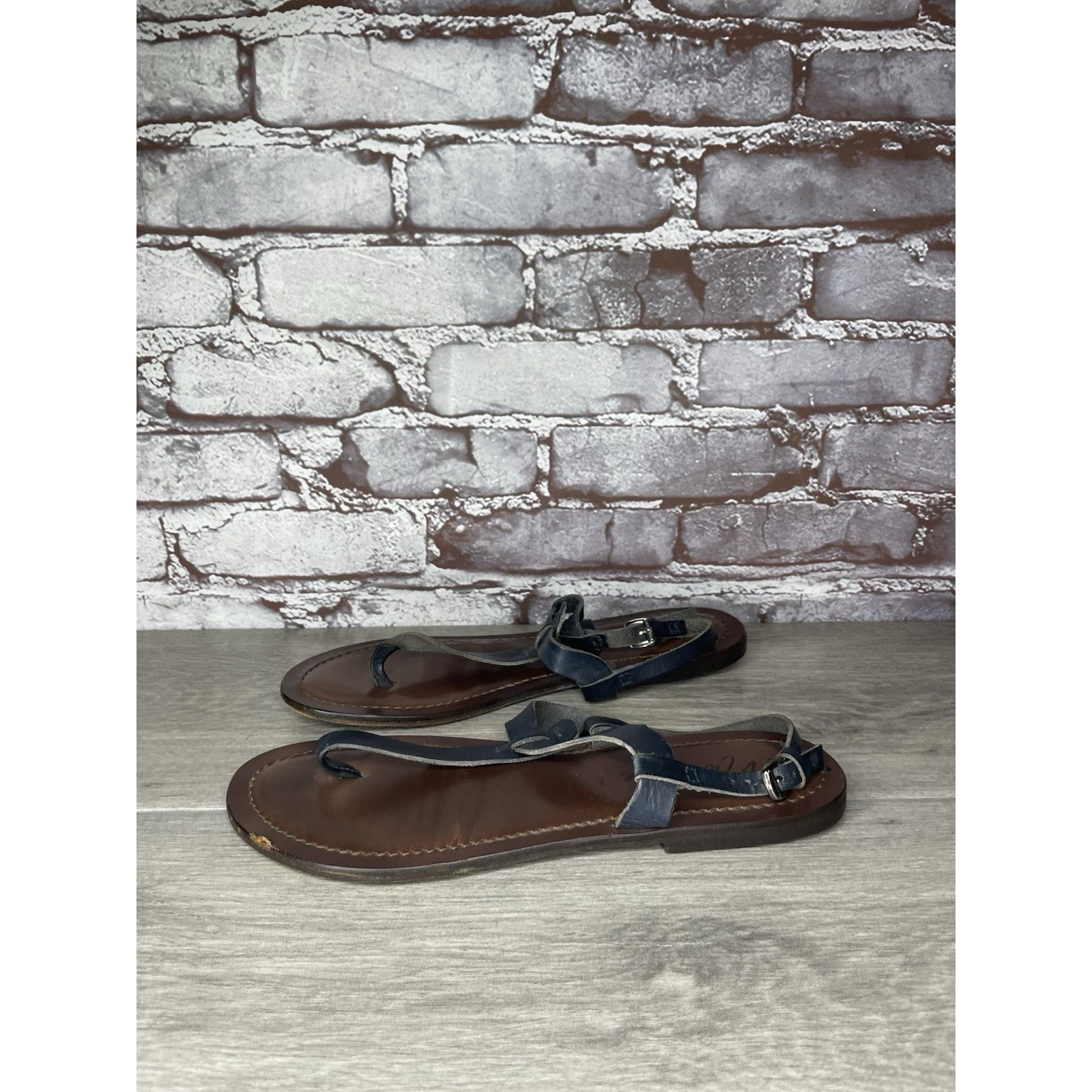 Matiere Studio Matisse Blue Leather Thong Strap Flat Sandals Women Sz 10M U Size US 10 / IT 40 - 14 Thumbnail