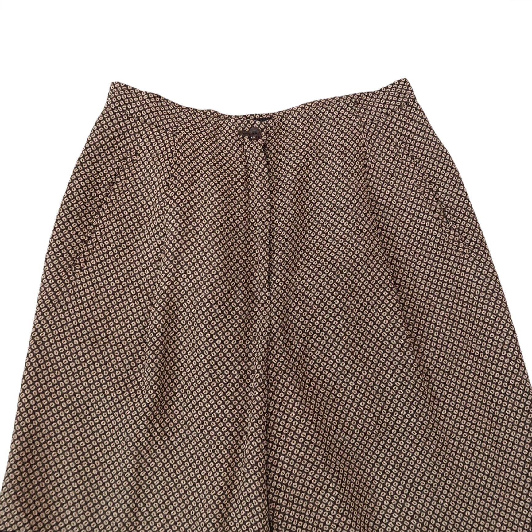 Liz Claiborne VINTAGE Liz Claiborne Pants Geometric Print Brown Tan High Rise Wide-Leg 29" Waist 10 Women's 27" Inseam Dress Pants Size 32" / US 10 / IT 46 - 2 Thumbnail