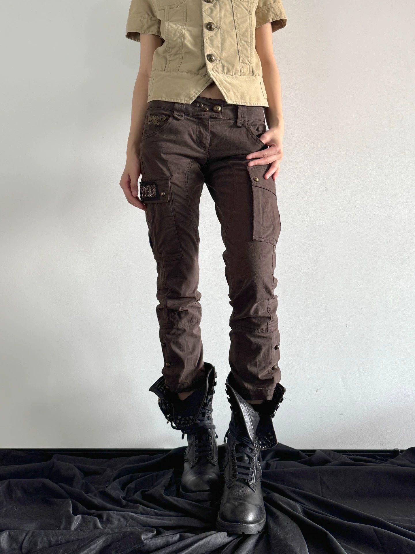 Vintage Vintage Italian Beaded Fitted Low-Rise Crop Pants Size 25" / US 0 / IT 36 - 6 Thumbnail