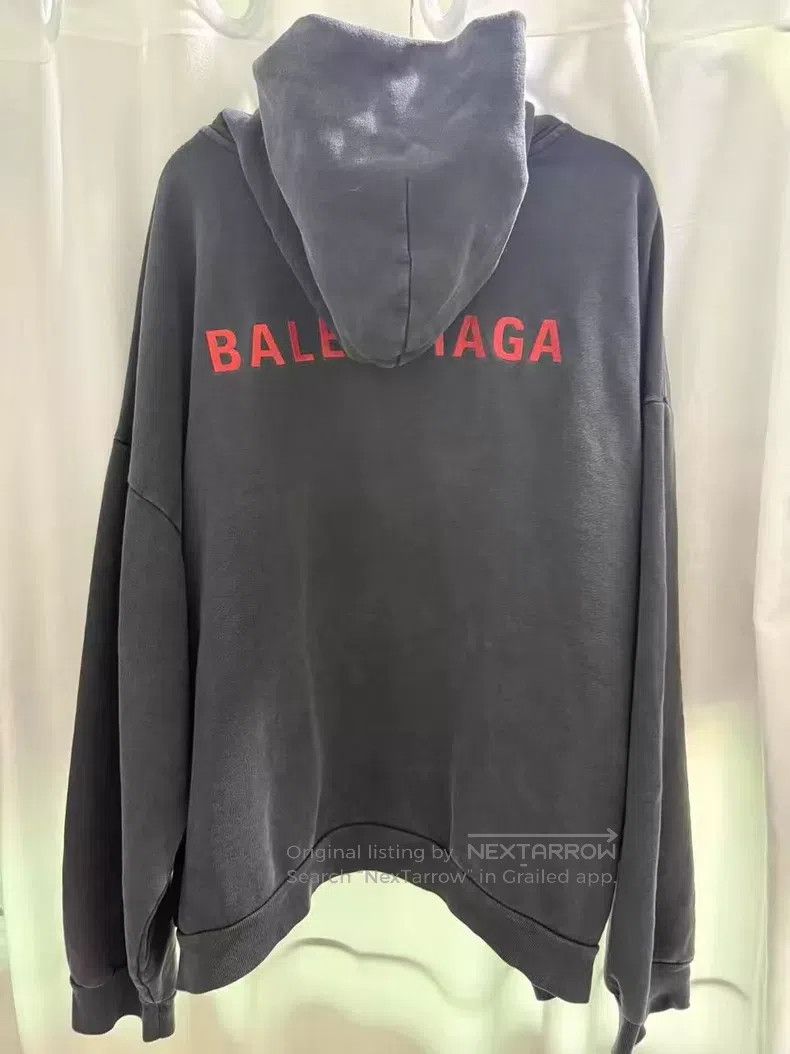 Balenciaga Balenciaga Washed Distressed Embroidered Sweatshirt Hoodie Size US XL / EU 56 / 4 - 2 Thumbnail