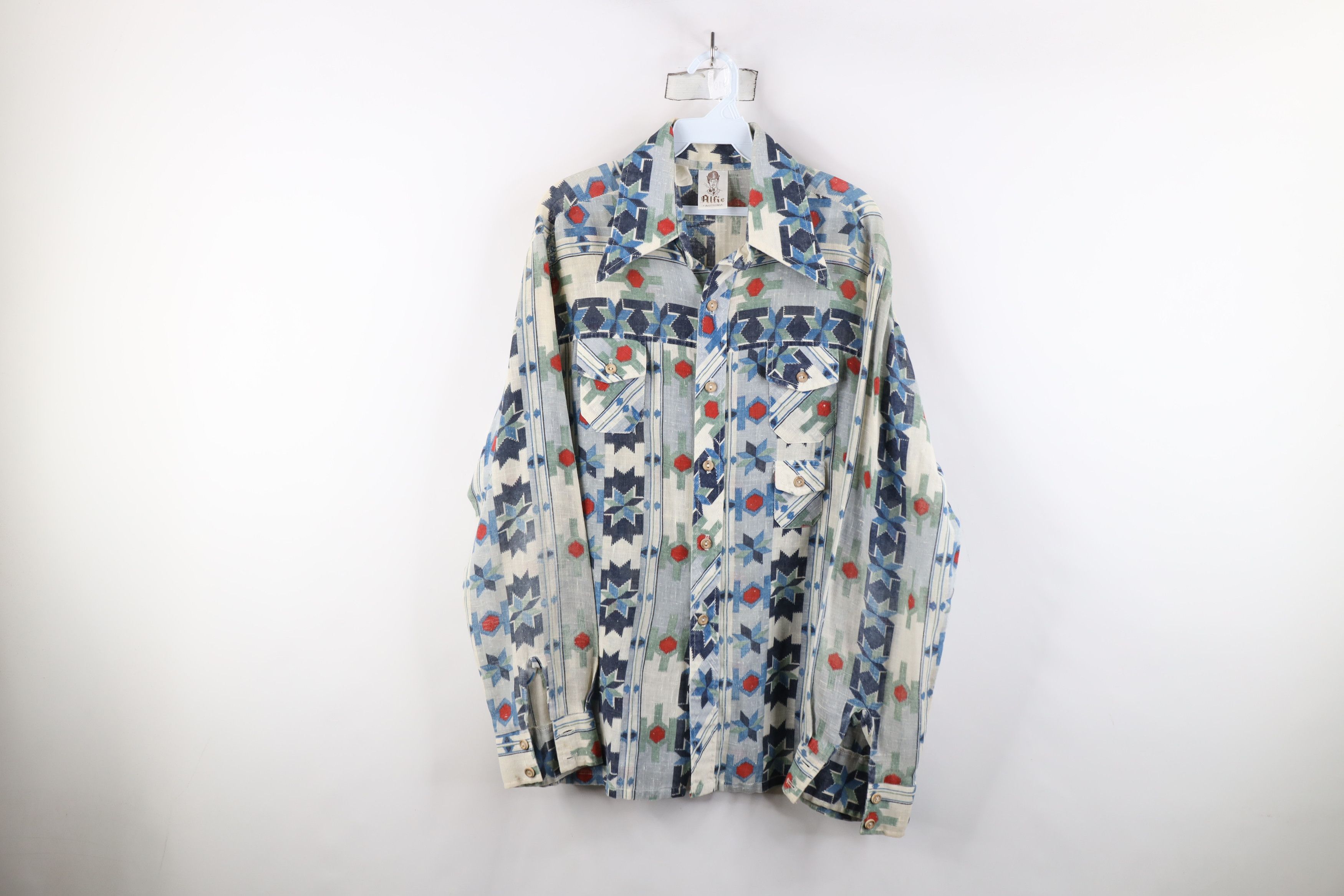 Vintage Vintage 70s Streetwear Southwestern Fiesta Button Shirt USA Size US L / EU 52-54 / 3 - 1 Thumbnail