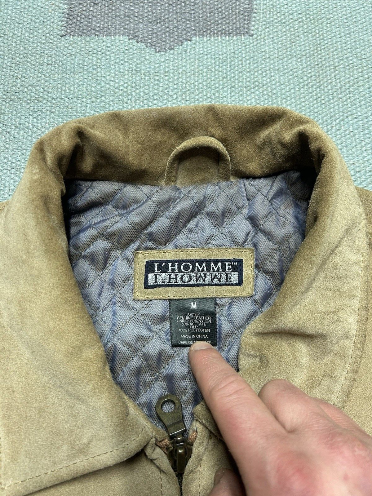Vintage Vtg L’Homme suede leather jacket quilt line insulated medium Size US M / EU 48-50 / 2 - 6 Thumbnail